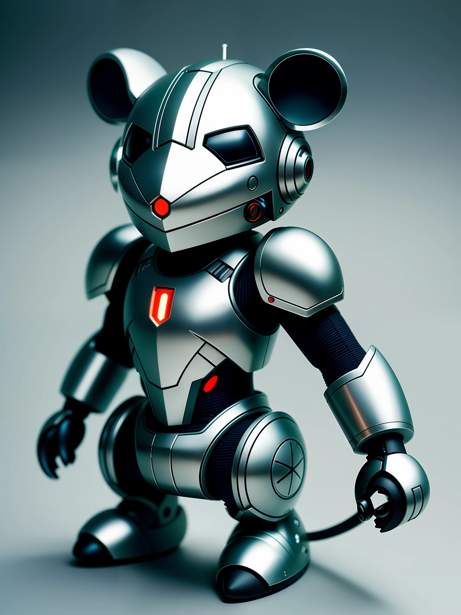 A cute little mouse in metal armor that does not cover the face, (cyborg: 1.1), ([tail | detailed wire]:1.3), (complex detail), HDR, (hyperdetailed: 1.2), cinematic shot, vignette, centered