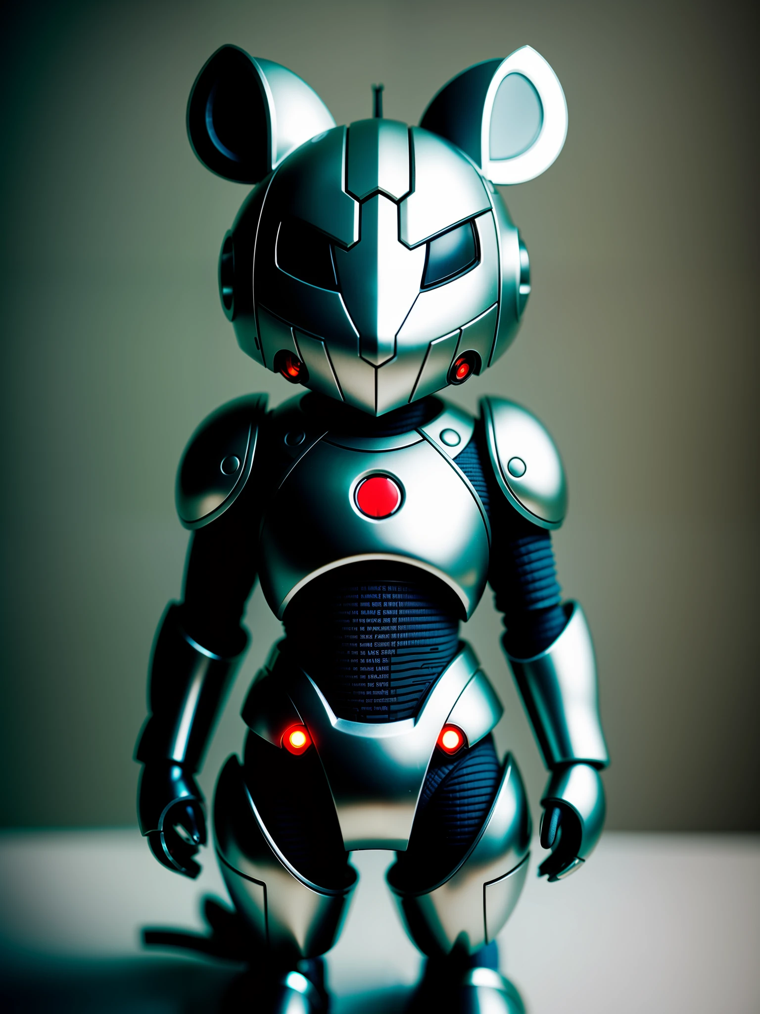 A cute little mouse in metal armor that does not cover the face, (cyborg: 1.1), ([tail | detailed wire]:1.3), (complex detail), HDR, (hyperdetailed: 1.2), cinematic shot, vignette, centered