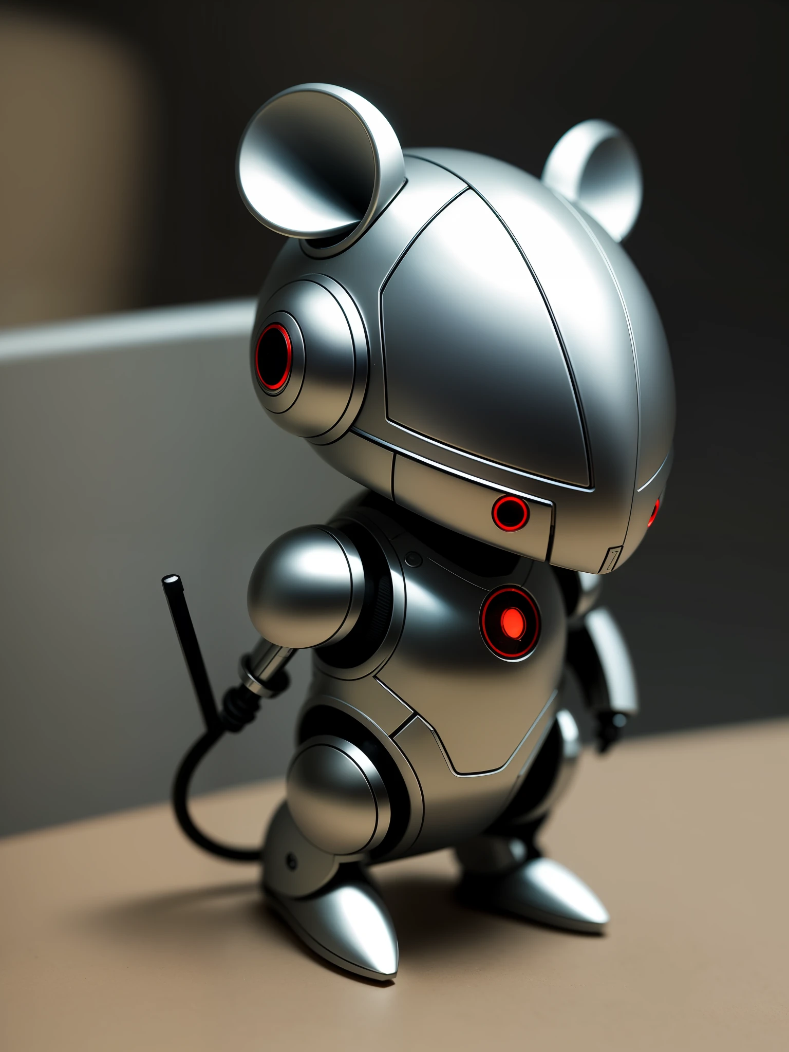 A cute little mouse in metal armor, (cyborg: 1.1), ([tail | detailed wire]:1.3), (complex details), HDR, (hyperdetailed: 1.2), cinematic shot, vignette, centered