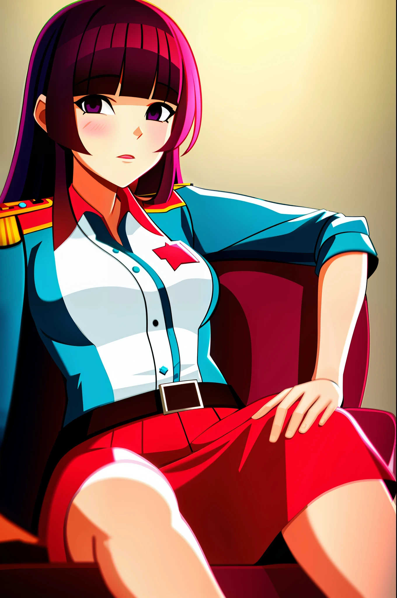 a young teen girl sitting in the lounge on a couch playing games the girl is wearing a medic uniform, hyper realistic, hdr, 8k, super high-resolution