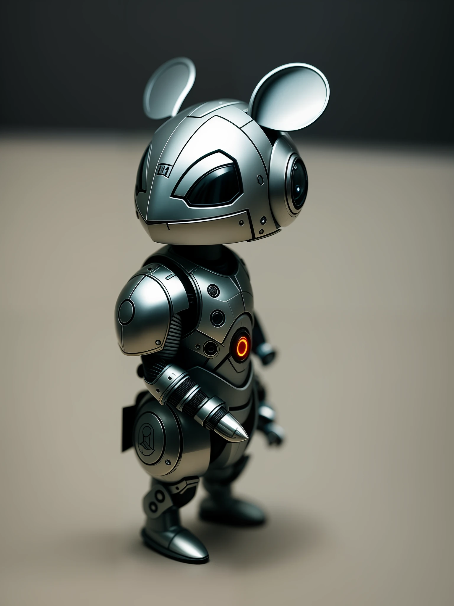 A cute little mouse in metal armor, (cyborg: 1.1), ([tail | detailed wire]:1.3), (complex details), HDR, (hyperdetailed: 1.2), cinematic shot, vignette, centered