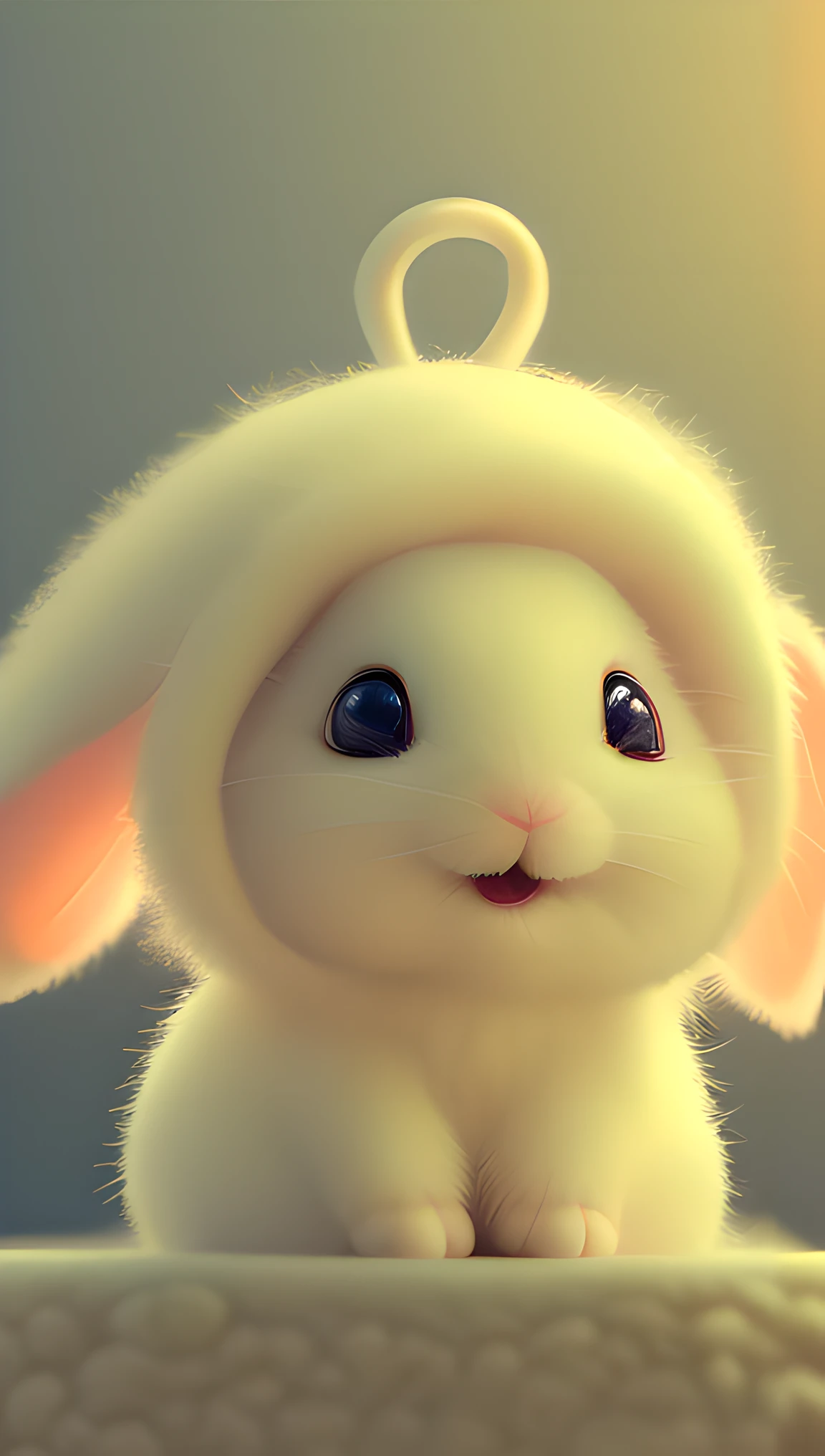 there is a white bunny with a big ear and a big nose, adorable digital painting, cute 3 d render, cute! c4d, cute digital art, cute detailed digital art, cute anthropomorphic bunny, cute adorable, cute animal, cute creature, closeup of an adorable, cute and adorable, beautiful and cute, adorably cute, cute artwork