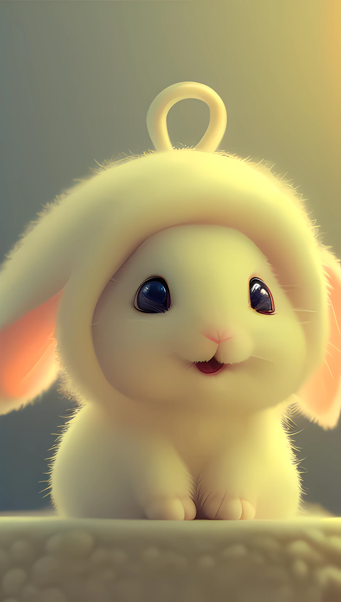 there is a white bunny with a big ear and a big nose, adorable digital painting, cute 3 d render, cute! c4d, cute digital art, cute detailed digital art, cute anthropomorphic bunny, cute adorable, cute animal, cute creature, closeup of an adorable, cute and adorable, beautiful and cute, adorably cute, cute artwork