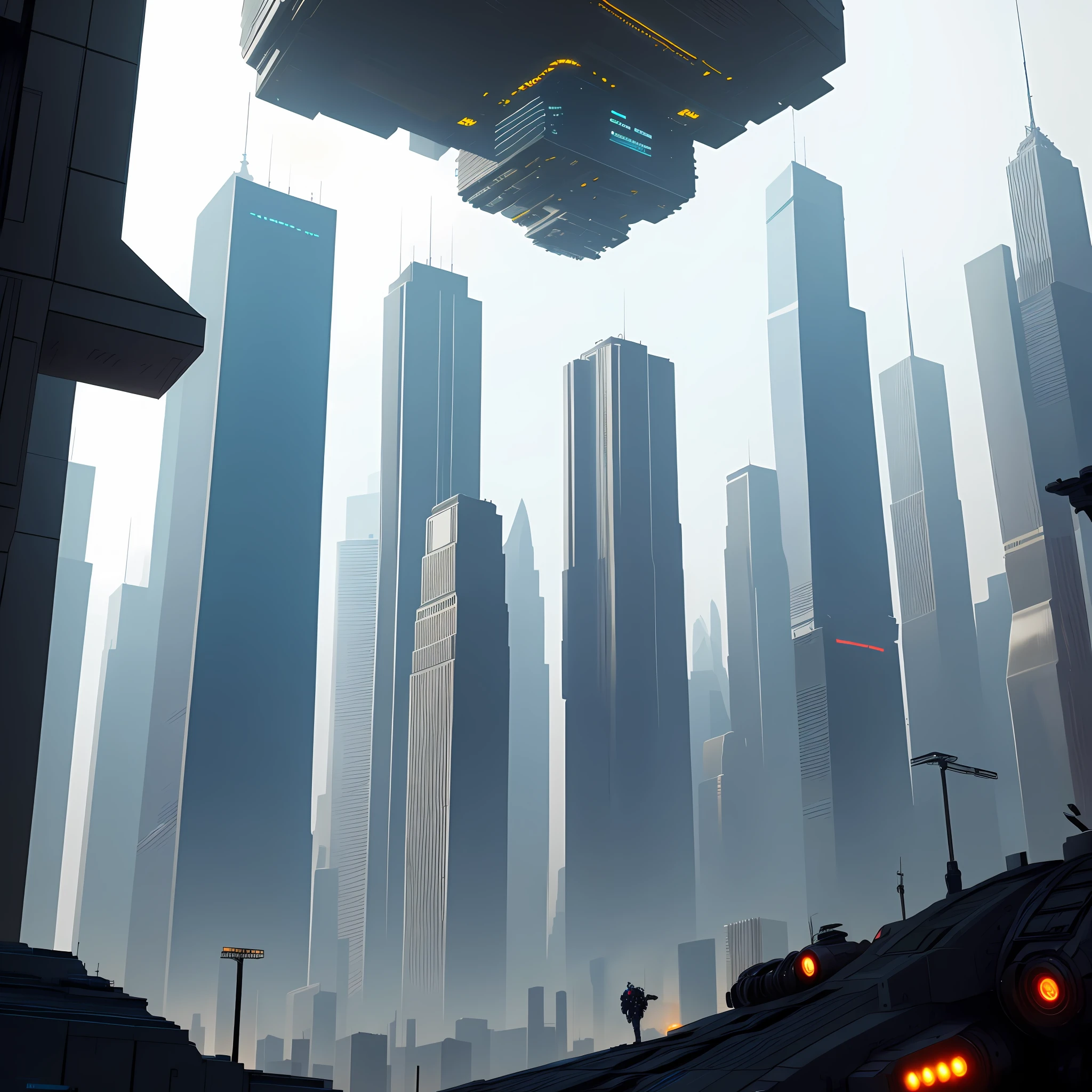 Megastructure Skyscrapers Cyberpunk Sci-fi Big City Robot Top Quality Ultra High Definition