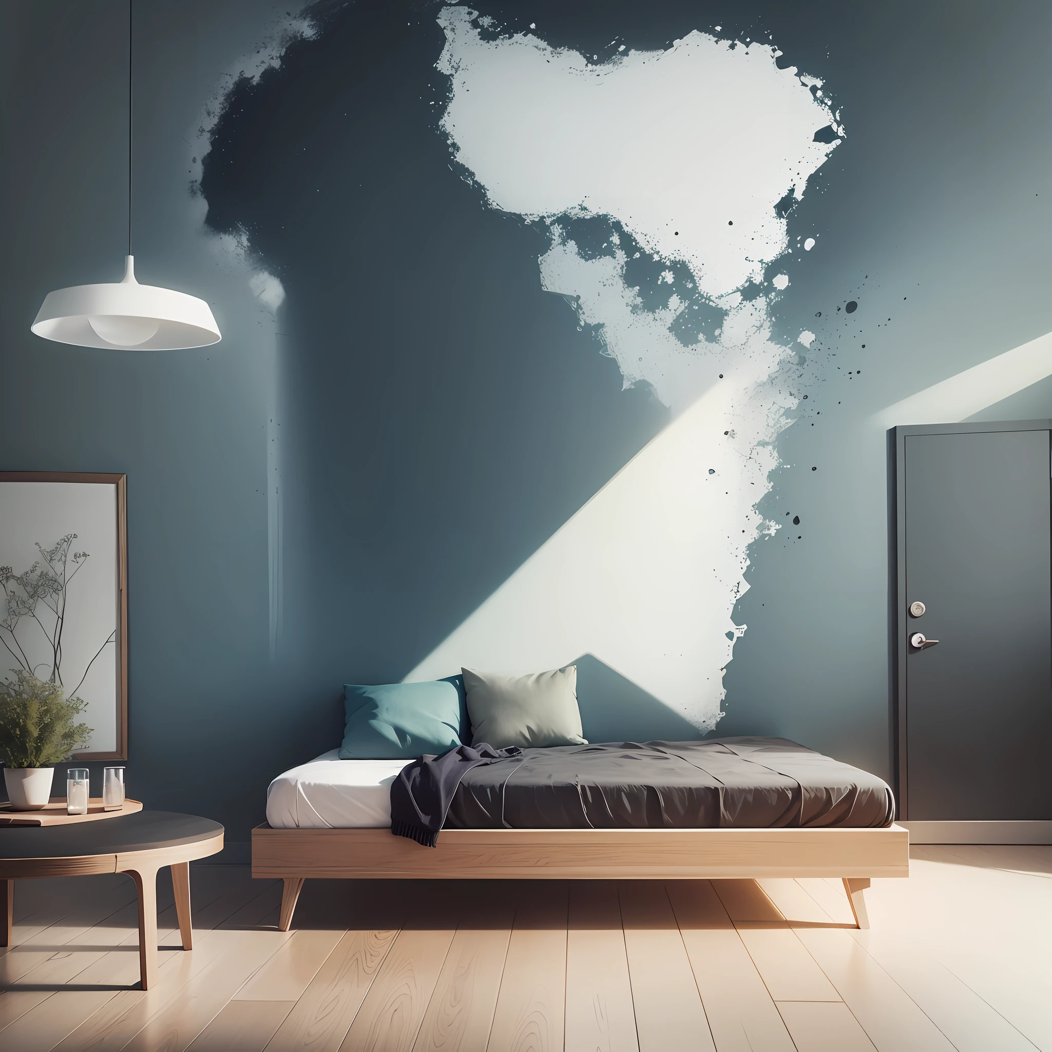 Imagine you are standing in the middle of a perfect simple room. Describe the atmosphere, colors, furniture, and any other elements that make it an ideal space for you. --auto --s2