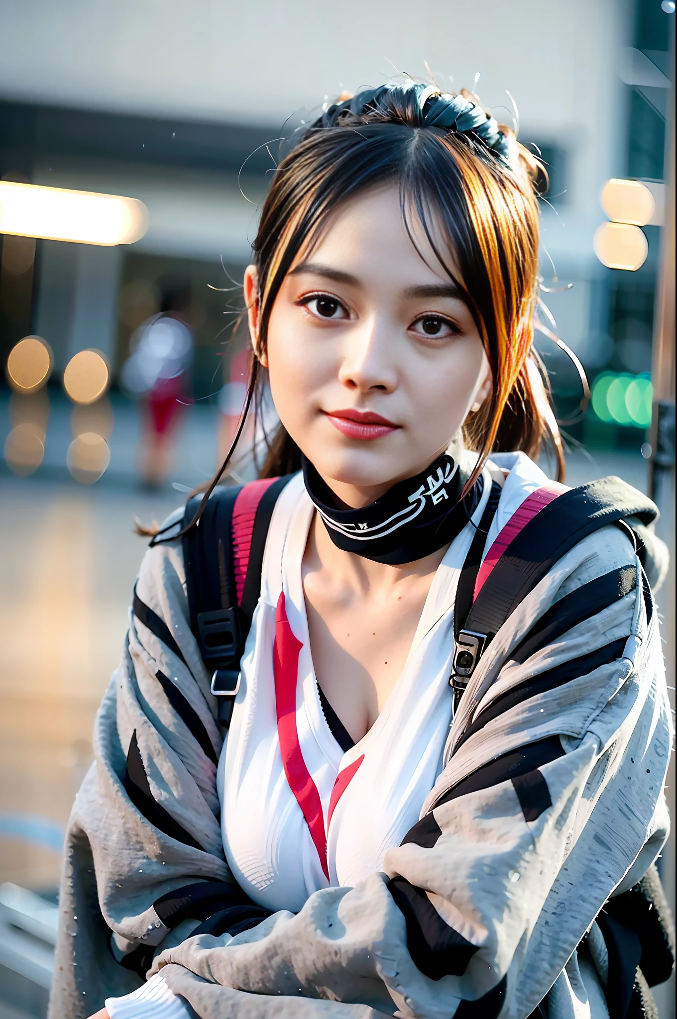 mix4,(8k, RAW photo, best quality, master:1.2), (realistic, photo-realistic:1.37),1girl,cute,cityscape,night,rain,wet,professional lighting,photon mapping,radiosity,physically-based rendering ,