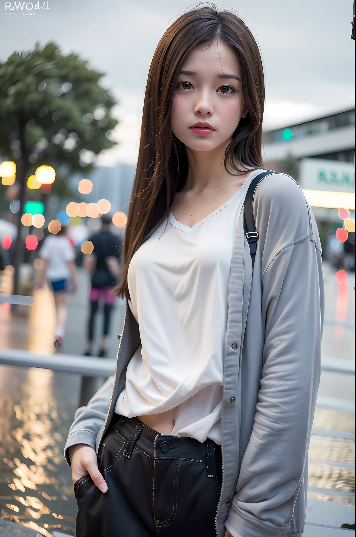 mix4,(8k, RAW photo, best quality, master:1.2), (realistic, photo-realistic:1.37),1girl,cute,cityscape,night,rain,wet,professional lighting,photon mapping,radiosity,physically-based rendering ,