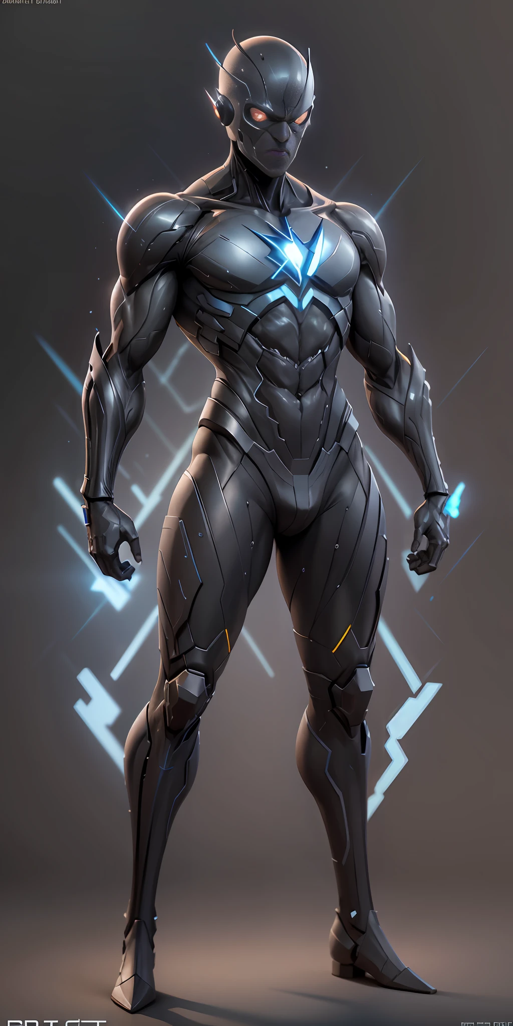 Black Flash from DC, frontal, full-length, looking at the camera, facing the audience, standing pose, simple background, three-dimensional light, detailed full-body concept, sleek digital concept art, beautiful full-body concept art, art trend, CGsociety full-length,