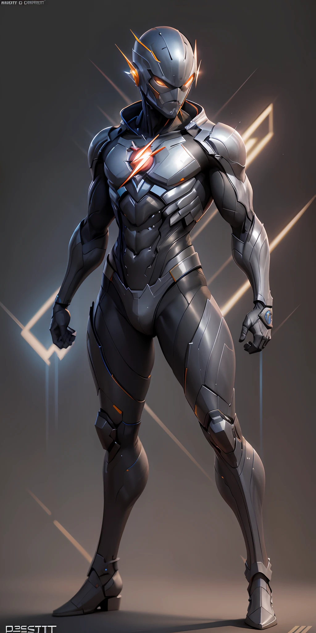 Flash from DC, frontal, full-length, looking at the camera, facing the audience, standing pose, simple background, three-dimensional light, detailed full-body concept, sleek digital concept art, beautiful full-body concept art, art trend, CGsociety full-length,