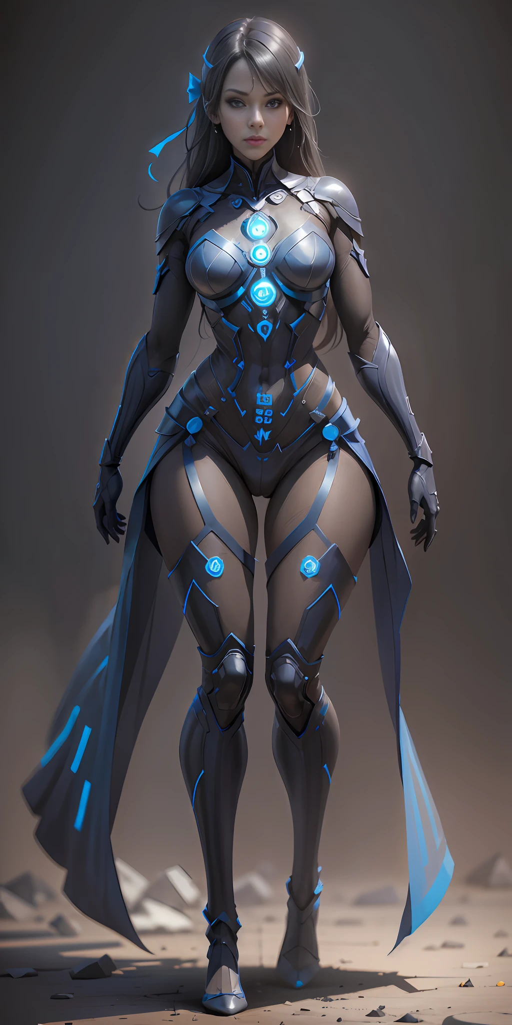 Girl Blue Lantern from DC, frontal, full-length, looking at the camera, facing the audience, standing pose, simple background, three-dimensional light, detailed full-body concept, sleek digital concept art, beautiful full-body concept art, art trend, full-length CGsociety,