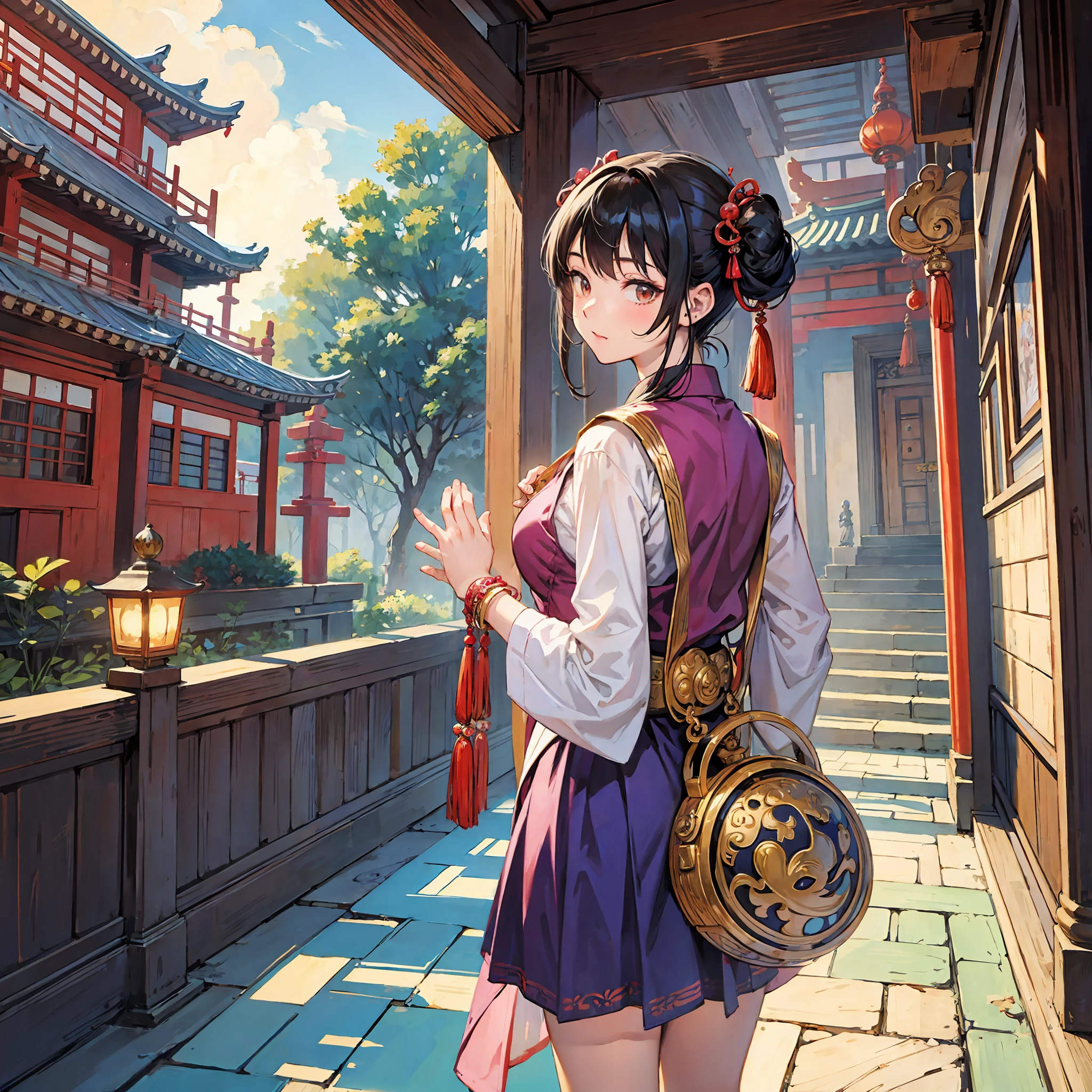 Buddha Woman Mysterious Cute 17 Years Old Holding Hands Inside a Temple --auto --s2
