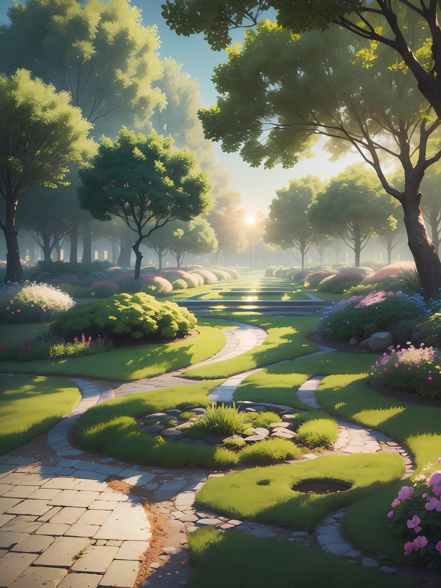 Emerald green is the main tone, and in the center of the picture is a tender green sapling that has just sprouted, representing the beginning of a new year and a vibrant spring. On the right is a bright sky, the sun shines on the saplings, making people feel the warmth and hope of spring, HD details, hyper-detail, noise illustration, Chinese elements, with good particle-like texture, film, surrealism, soft light, deep field focus bokeh, ray tracing, and surrealism