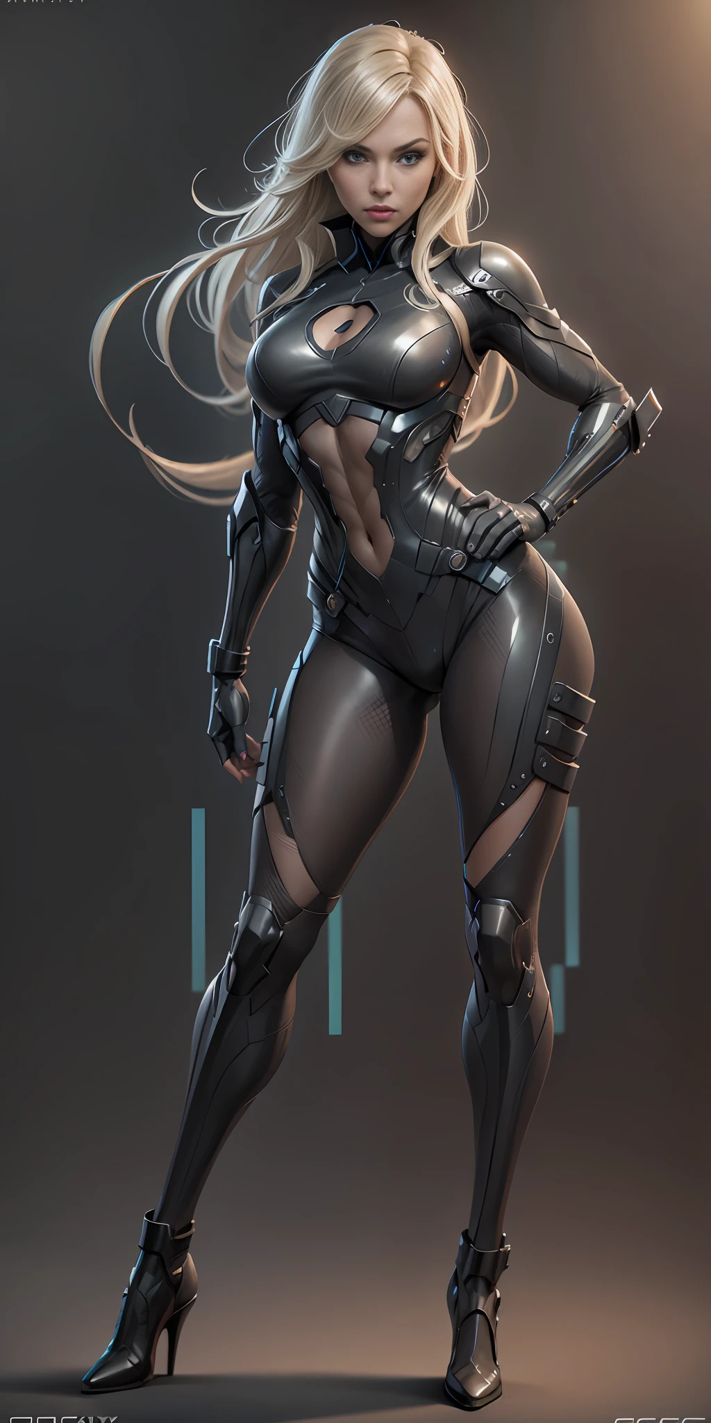 Black Canary from DC, frontal, full-length, looking at the camera, facing the audience, standing pose, simple background, three-dimensional light, detailed full-body concept, sleek digital concept art, beautiful full-body concept art, art trend, full-length CGsociety,