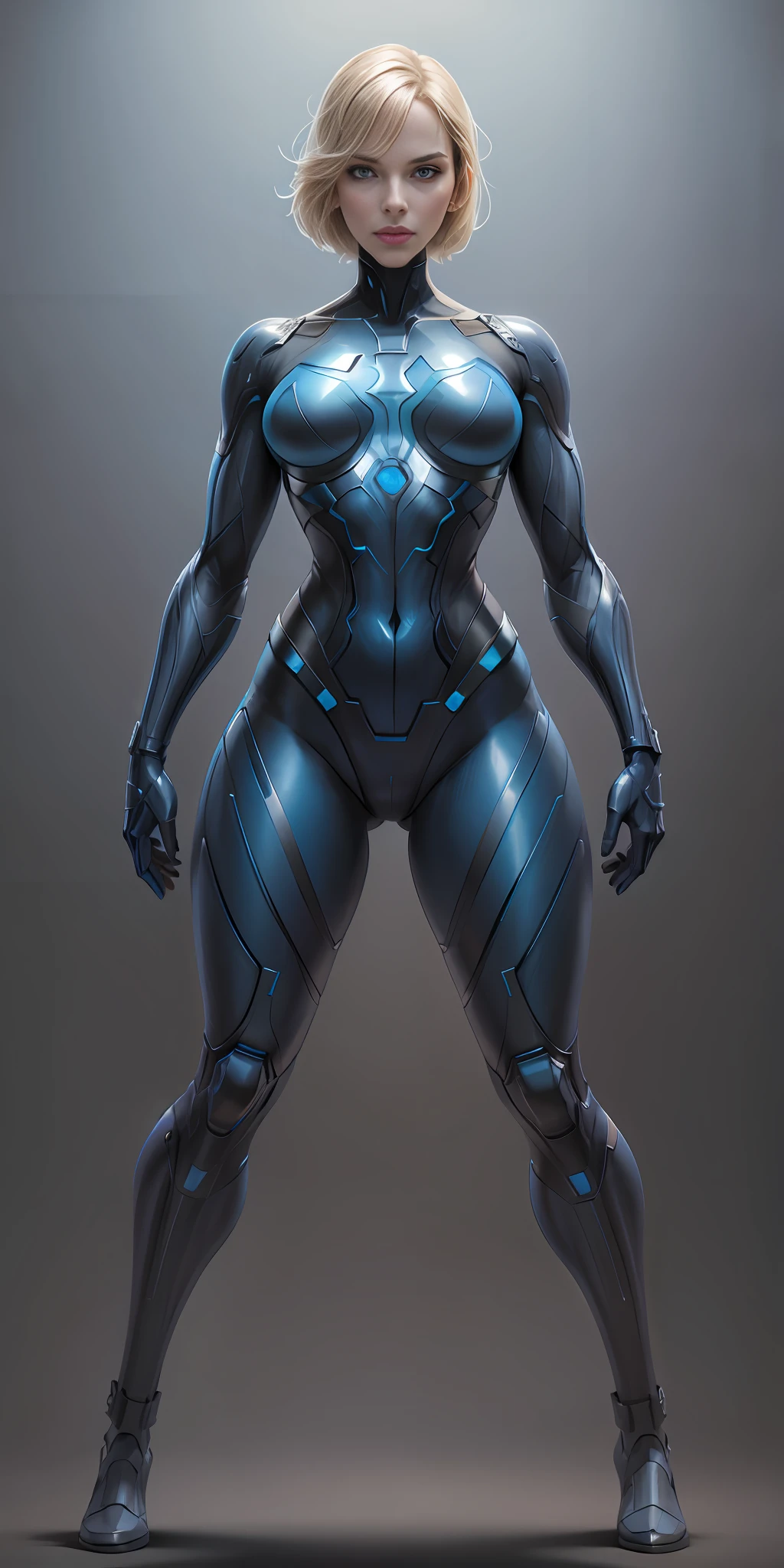 Invisible Woman from Marvel, frontal, full-length, looking at the camera, facing the audience, standing pose, simple background, three-dimensional light, detailed full-body concept, sleek digital concept art, beautiful full-body concept art, art trend, CGsociety full-length,