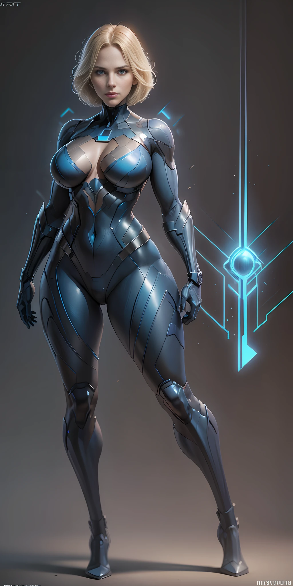 Invisible Woman from Marvel, big breasts, frontal, full-length, looking at the camera, facing the audience, standing pose, simple background, three-dimensional light, detailed full-body concept, sleek digital concept art, beautiful full-body concept art, art trend, CGsociety full-length,