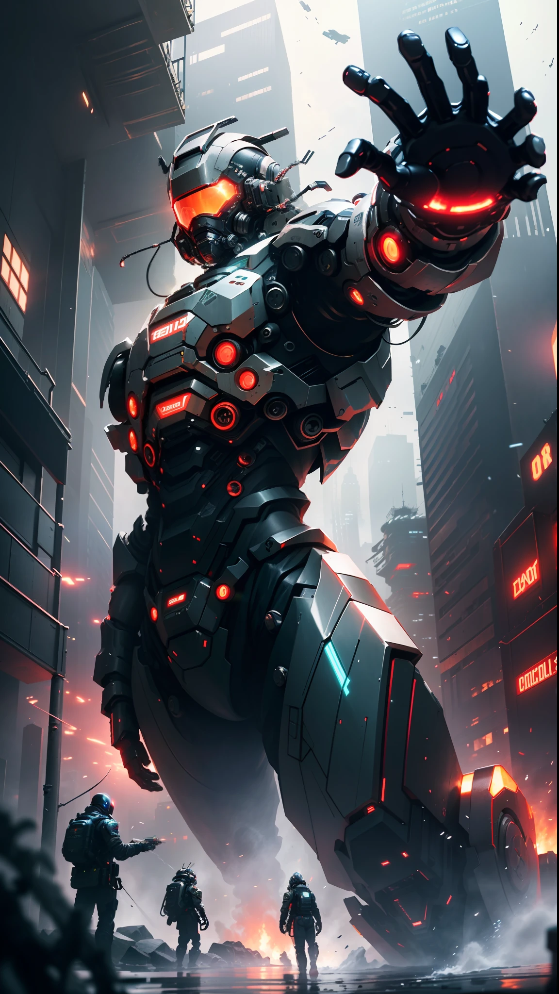 ((Best quality)), ((masterpiece)), (highly detailed:1.3), In a sprawling cyberpunk metropolis, dominated by towering skyscrapers and neon-lit alleys, a dystopian mega corporation known as OmniCorp reigns supreme. OmniCorp, driven by insatiable greed and power, has ventured beyond Earth's boundaries to exploit the vast resources of near-earth objects (NEOs) in a relentless pursuit of profit.Set in a gritty future, where the line between humanity and technology blurs, your images will depict the dark and ruthless world of NEO asteroid mining. Explore the juxtaposition of high-tech machinery, advanced robotics, and human labor as they collaborate to extract precious minerals and resources from the cold depths of space.Capture the scenes of colossal mining rigs, suspended in zero-gravity, relentlessly drilling into massive NEOs, their mechanical arms piercing through the rocky exterior. Show the workers, adorned in cybernetic suits, braving the harsh conditions of space to harvest the valuable ores, their faces obscured by gas masks and reflective visors.Amidst the cold and desolate asteroids, reveal the towering presence of the OmniCorp headquarters—a monolithic structure that casts a shadow over the workers below. Showcase the opulent offices and boardrooms, where executives make decisions that shape the destiny of both the company and the exploited masses.But beneath the shiny veneer of corporate power, unveil the simmering rebellion of the oppressed. Depict the clandestine activities of underground resistance movements, fighting against OmniCorp's iron grip on society. Show their covert operations, hacking into the corporation's networks, and plotting to expose its dark secrets.Incorporate elements of advanced technology, cybernetic enhancements, holographic displays, and augmented reality overlays to accentuate the cyberpunk atmosphere. Explore the contrast between the bleak and polluted cityscape and the infinite expanse of space, emphasizing the impact of humanit