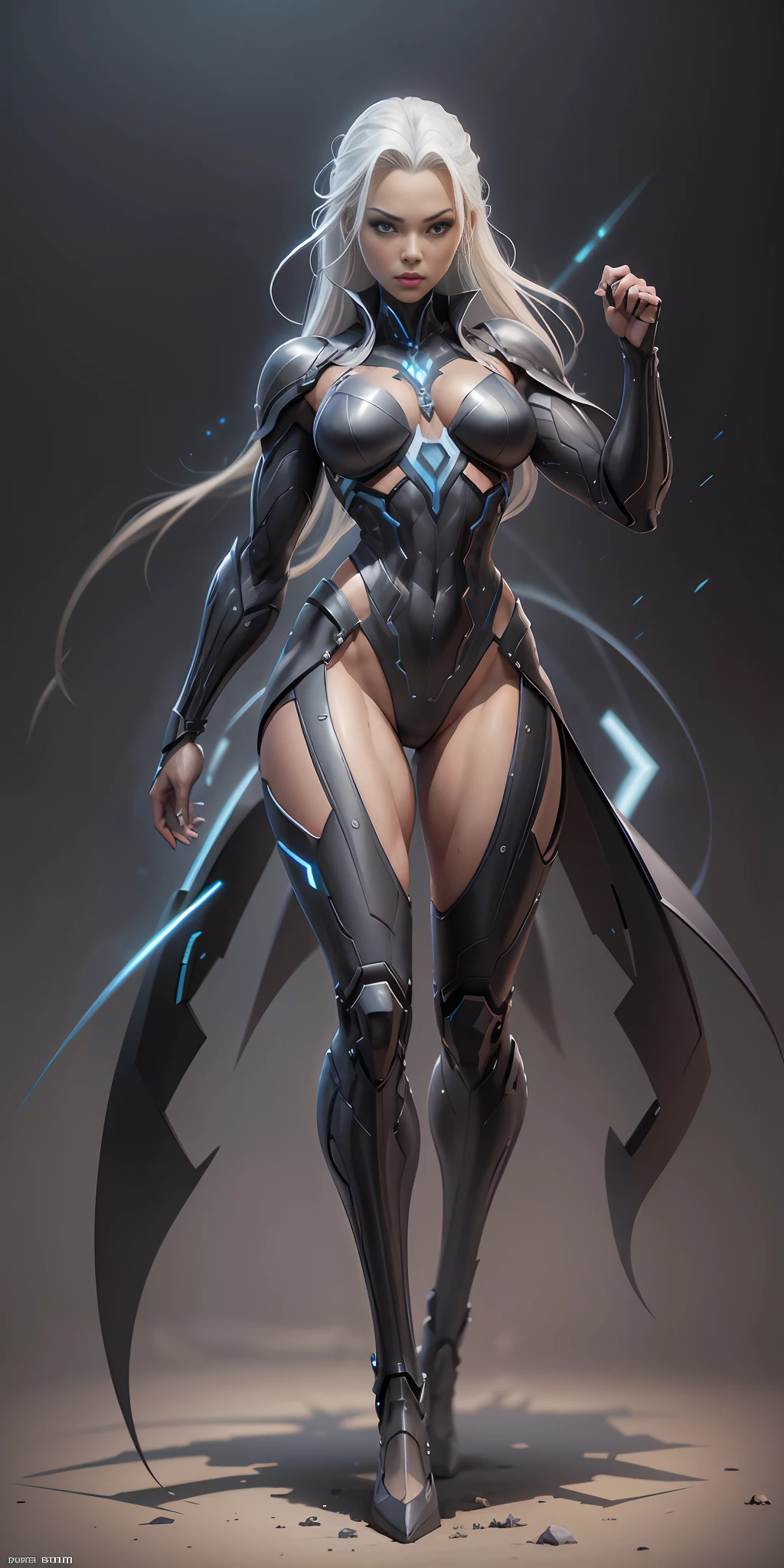 Storm from Marvel, frontal, full-length, looking at the camera, facing the audience, standing pose, simple background, three-dimensional light, detailed full-body concept, sleek digital concept art, beautiful full-body concept art, art trend, CGsociety full-length,