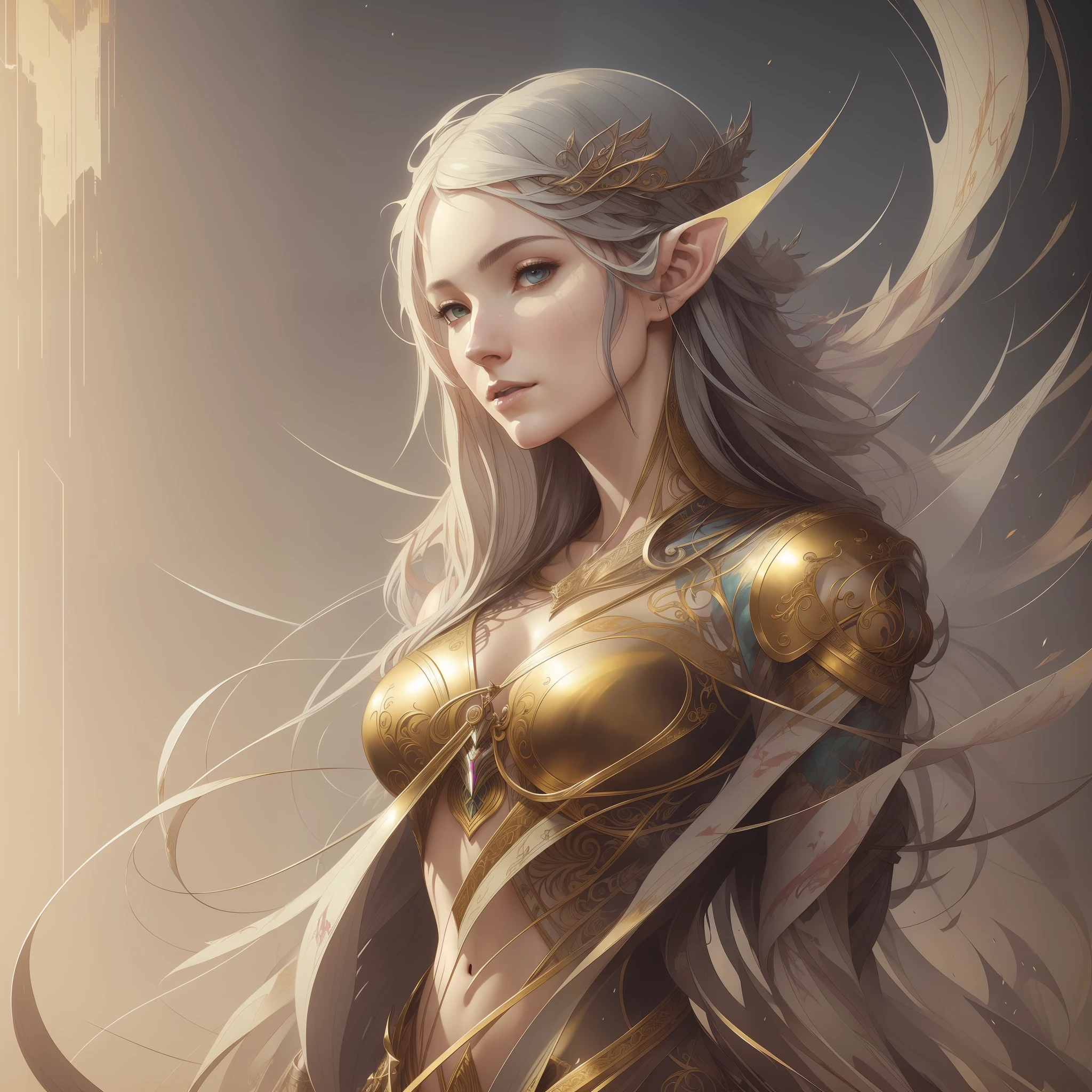 A beautiful full figure painting of perfect female elf woman, shapeless long hair, black hair, white hair, huge mammaries, perfect features, wearing Rococo style dress, art by Carne Griffiths and Wadim Kashin Concept art, ethereal background, bright colors, abstract beauty, stand, near perfection, pure form, Golden Ratio, minimalism, unfinished, concept art, By Brian Froud and Carne Griffiths and Wadim Kashin and John William Waterhouse, intricate detail, 8k post-production, High resolution, super Detail, art station Trends, sharp focus, studio photos, intricate detail, Very detailed, By Greg Rutkowski --ar 9:16 --auto --s2