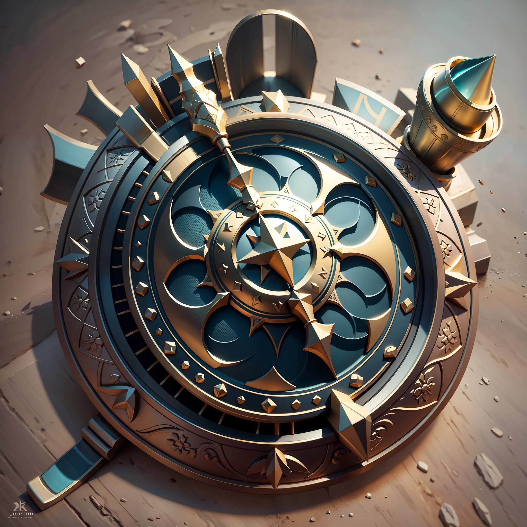 [Medieval shield] + [Solid, minimalistic] + [Vector illustration, crisp details] + [Graphics Engine Leonardo Diffusion, Rendering Engine Leonardo style,  Prompt Magic v2, 2024x2024 Px, Guidance Scale 7 ,  Strength 0.4 --auto --s2
