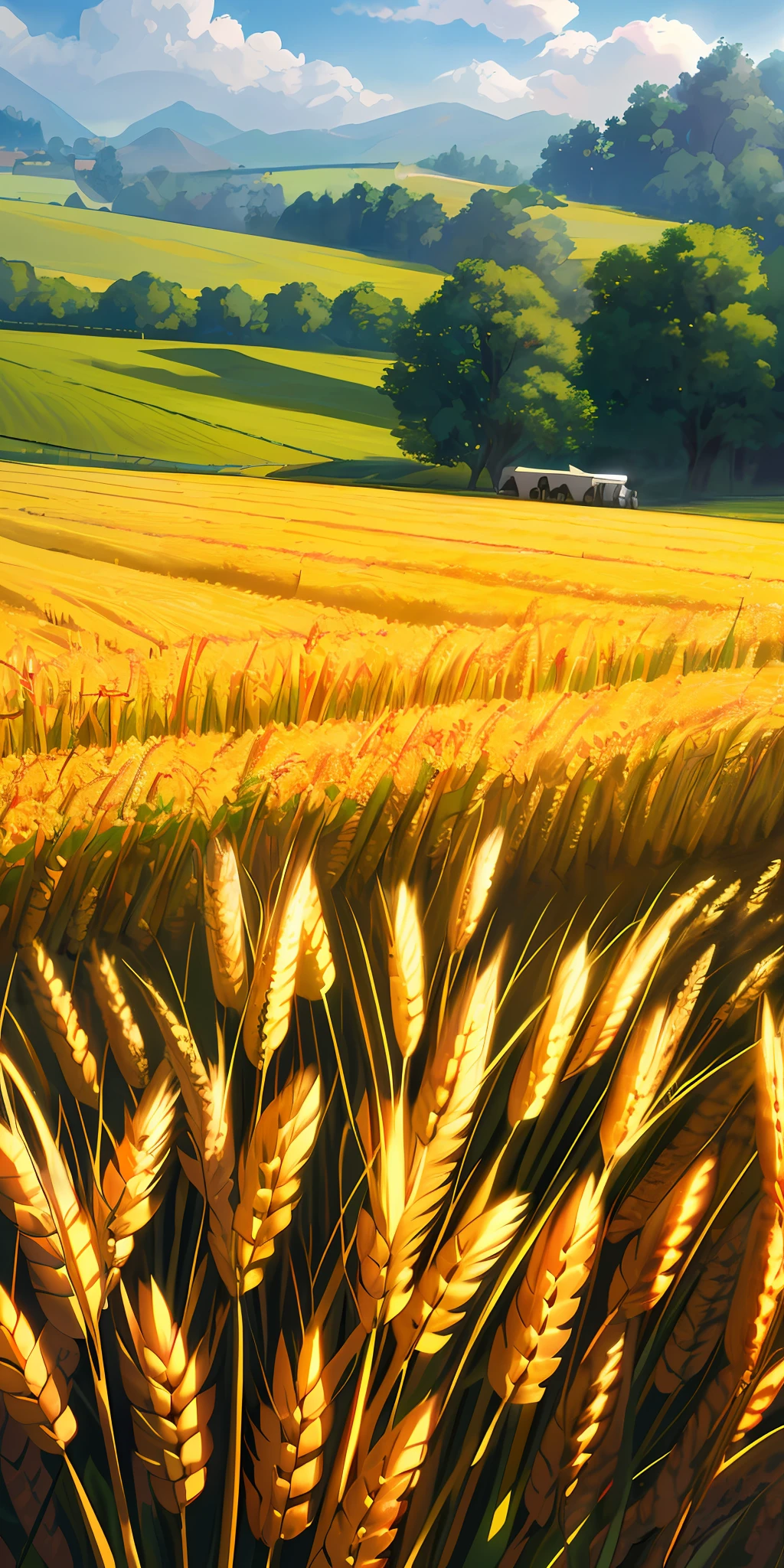 Masterpiece, best quality, (very detailed CG unified 8k wallpaper) (best quality), (best illustration), (best shade) nature harvest wheat , super detailed --v6