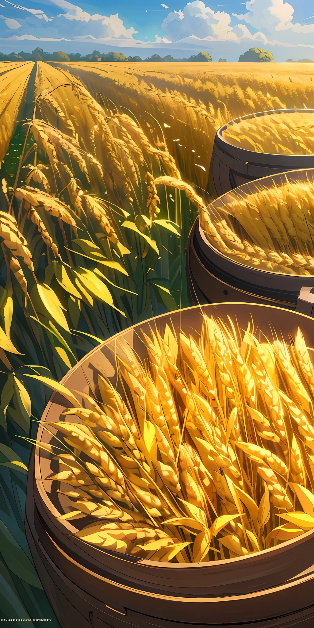 Masterpiece, best quality, (very detailed CG unified 8k wallpaper) (best quality), (best illustration), (best shade) nature harvest wheat , super detailed --v6