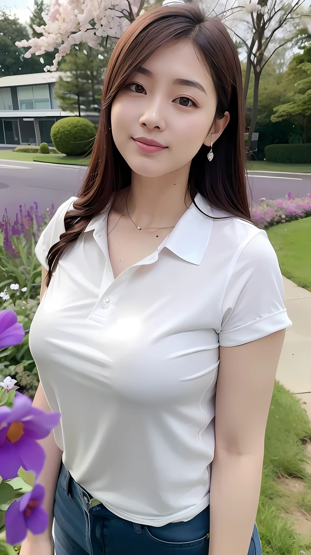 arafed asian woman in white shirt and blue jeans posing for a picture, smooth white tight clothes suit, short sleeves, wearing white shirt, fine white shirt, tight shirt, wearing in shirt, beautiful south korean woman, white shirt, wearing polo shirt, ivory, korean woman, shirt, korean women's fashion model, wearing white silk, korean girl, white silky outfit