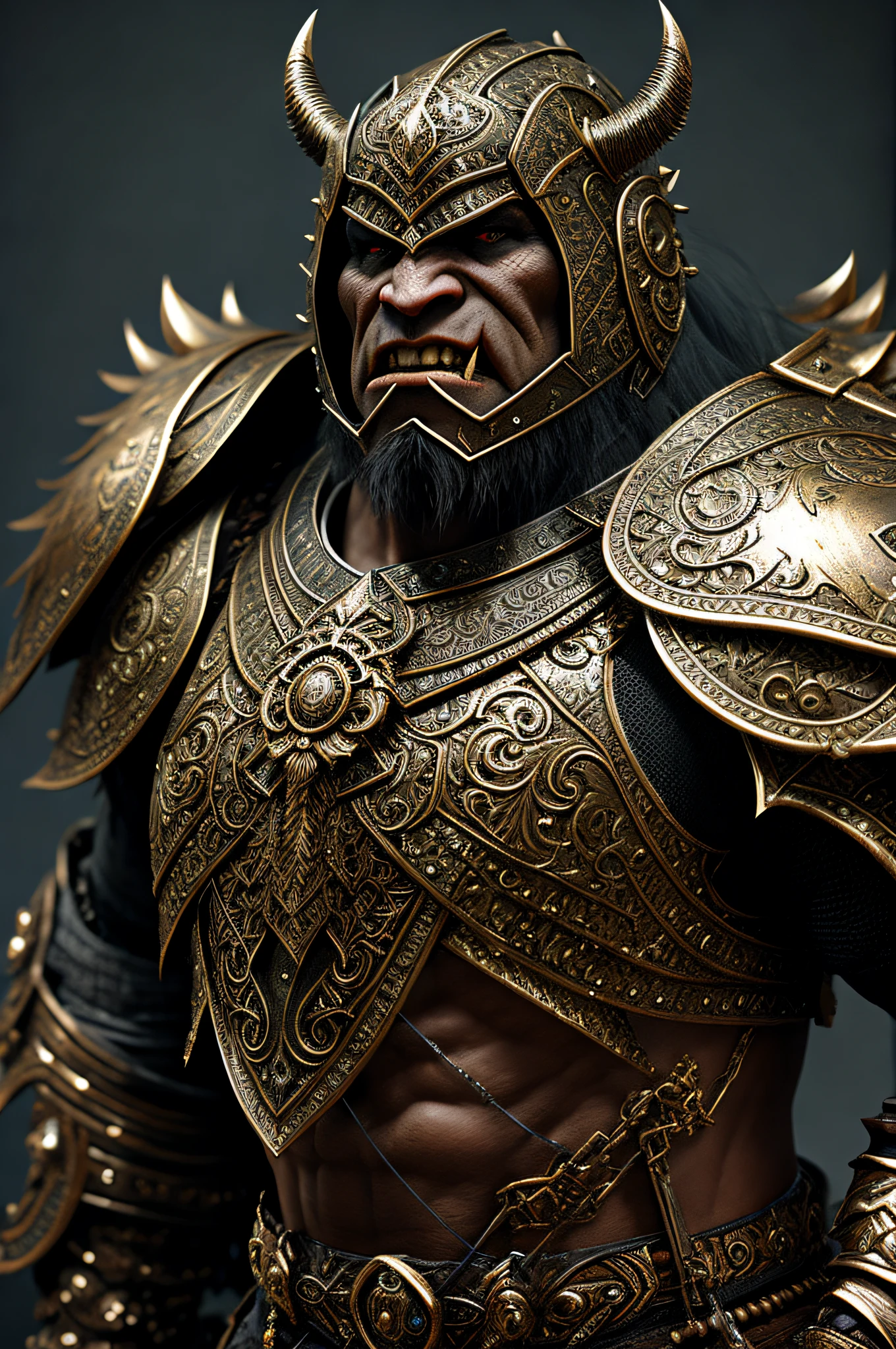 orc warlord wearing heavy iron armor,insanely detailed and intricate, hypermaximalist, elegant, ornate, hyper realistic, super detailed, cinematic light, dark fantasy, ConceptArtWorld, apocalyptic, dreamlike, ArtStation, unreal engine render