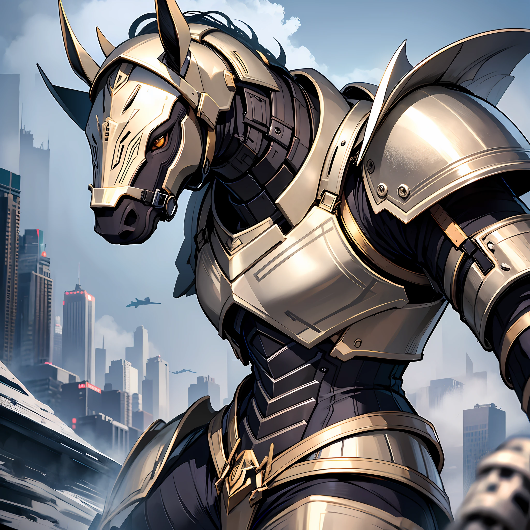 High image quality, high quality, thoroughbred, heavily armored horse armor,