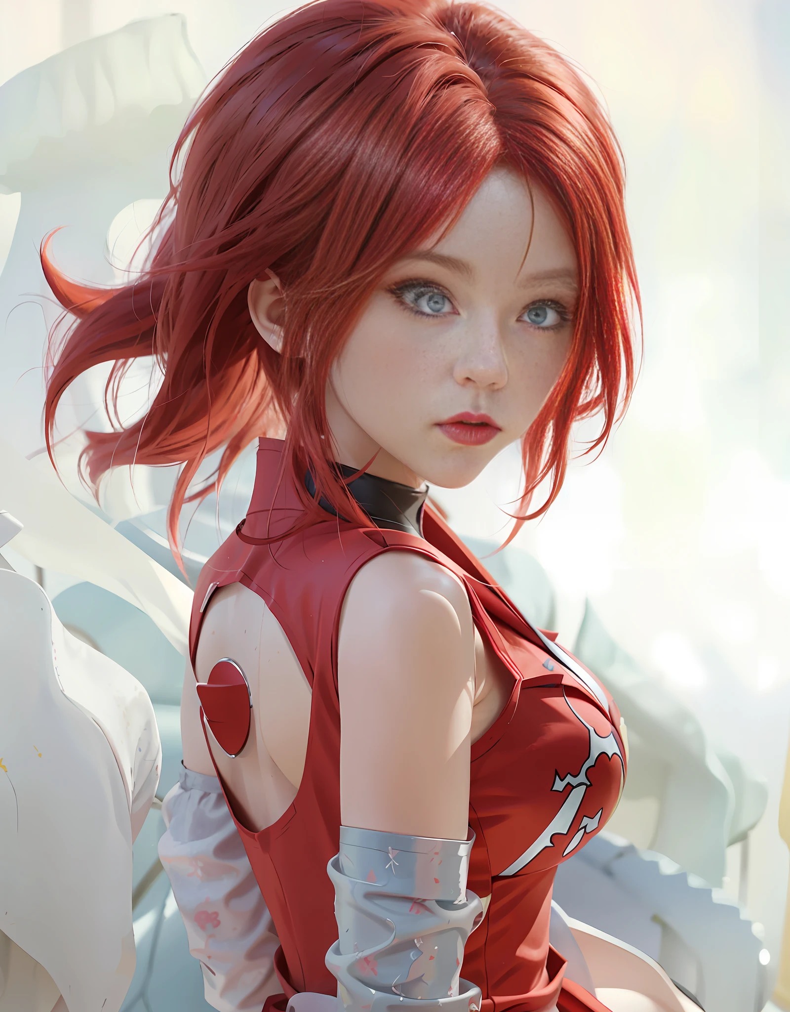 anime girl with red hair and blue eyes in a red dress, sakura haruno, haruno sakura, anime girl, anime style character, an anime girl, made with anime painter studio, anime woman, anime character, young anime girl, female anime character, (anime girl), anime style art, painted in anime painter studio, she has red hair, beautiful anime girl