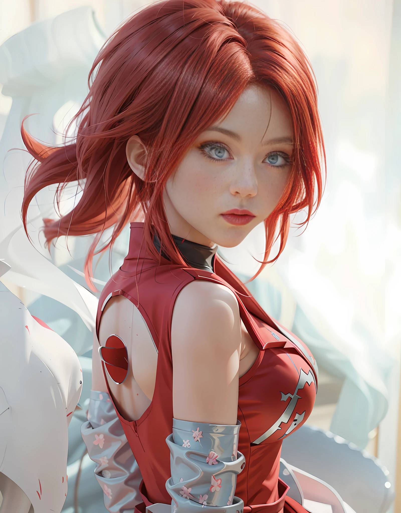 anime girl with red hair and blue eyes in a red dress, sakura haruno, haruno sakura, anime girl, anime style character, an anime girl, made with anime painter studio, anime woman, anime character, young anime girl, female anime character, (anime girl), anime style art, painted in anime painter studio, she has red hair, beautiful anime girl, perfect eyes, looking at viewers,