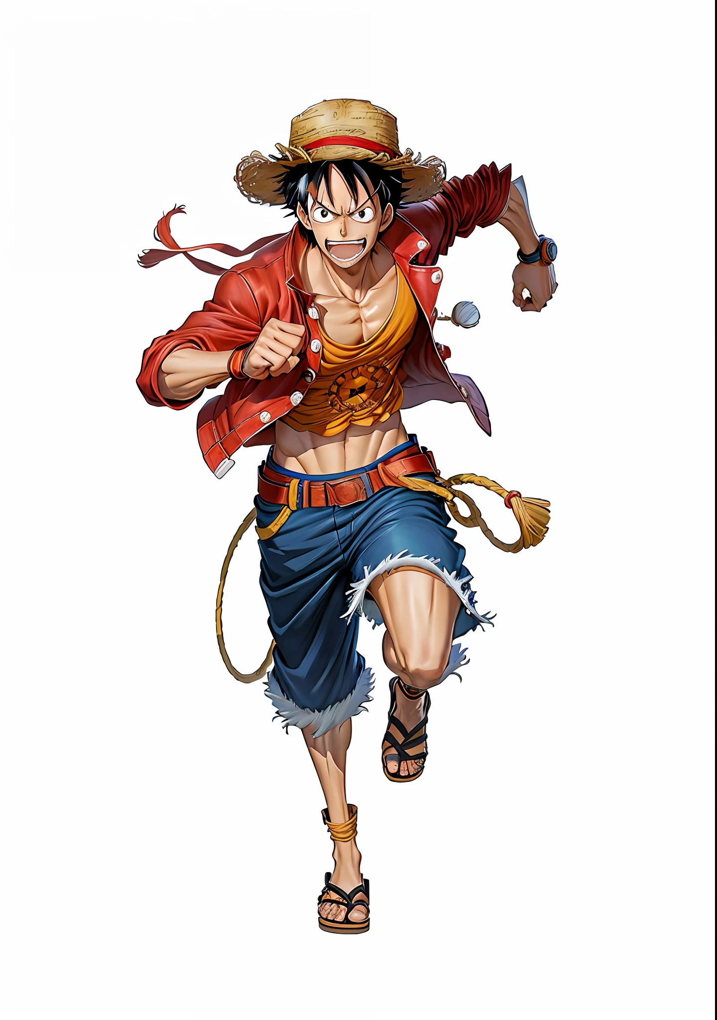 anime character of a man with a hat and a red jacket, monkey d luffy, luffy, monkey d. luffy, luffy (one piece, luffy from one piece, portrait of luffy from one piece, from one piece, one piece style, eiichiro oda style, inspired by Eiichiro Oda, style of eiichiro oda, one piece artstyle, luffy gear 5 --auto --s2