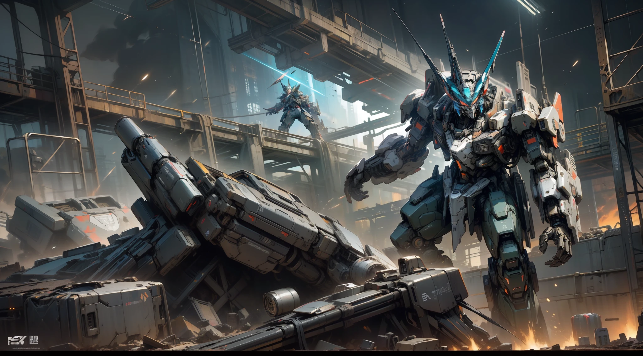 ((masterpiece)),(best quality)),((high detial)),((realistic,)) Transformers Cybertron Fall, Battlefield Scene of Bullets, Dead Broken Robots, Engine, Mechanical Structure, Electronic Patterns, Burning Wreckage, Space Fighter, Bridge, Dark Night, Photo Lighting, ((Cyberpunk Style)), Magnificent Scene, Epic Composition, Black Starry Sky Background -v5 --auto --s2