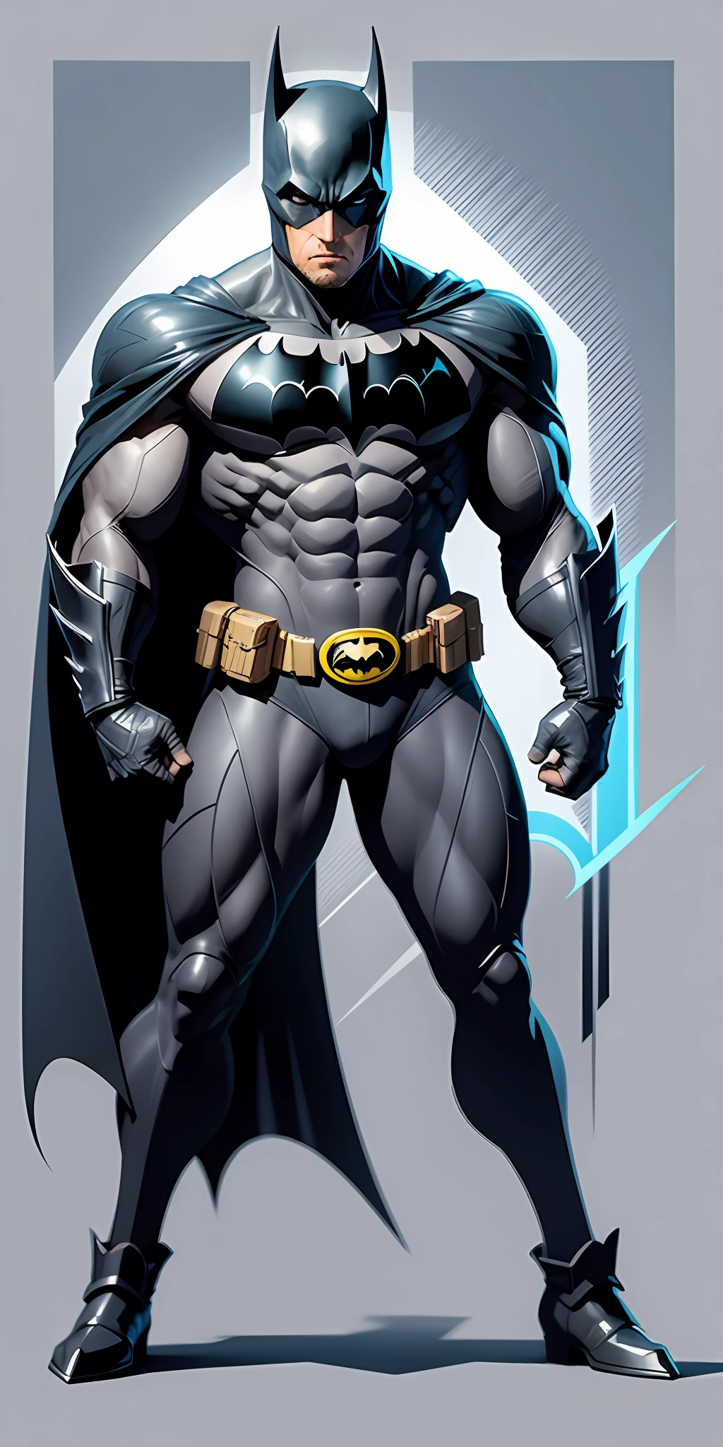 [Batman standing 2D HQ style] + [Transparent background] + [Vector illustration, bold lines] + [Graphics Engine Leonardo Diffusion, Rendering Engine Leonardo style,  Prompt Magic v2, 2024x2024 Px, Guidance Scale 7 ,  Strength 0.4 --auto --s2