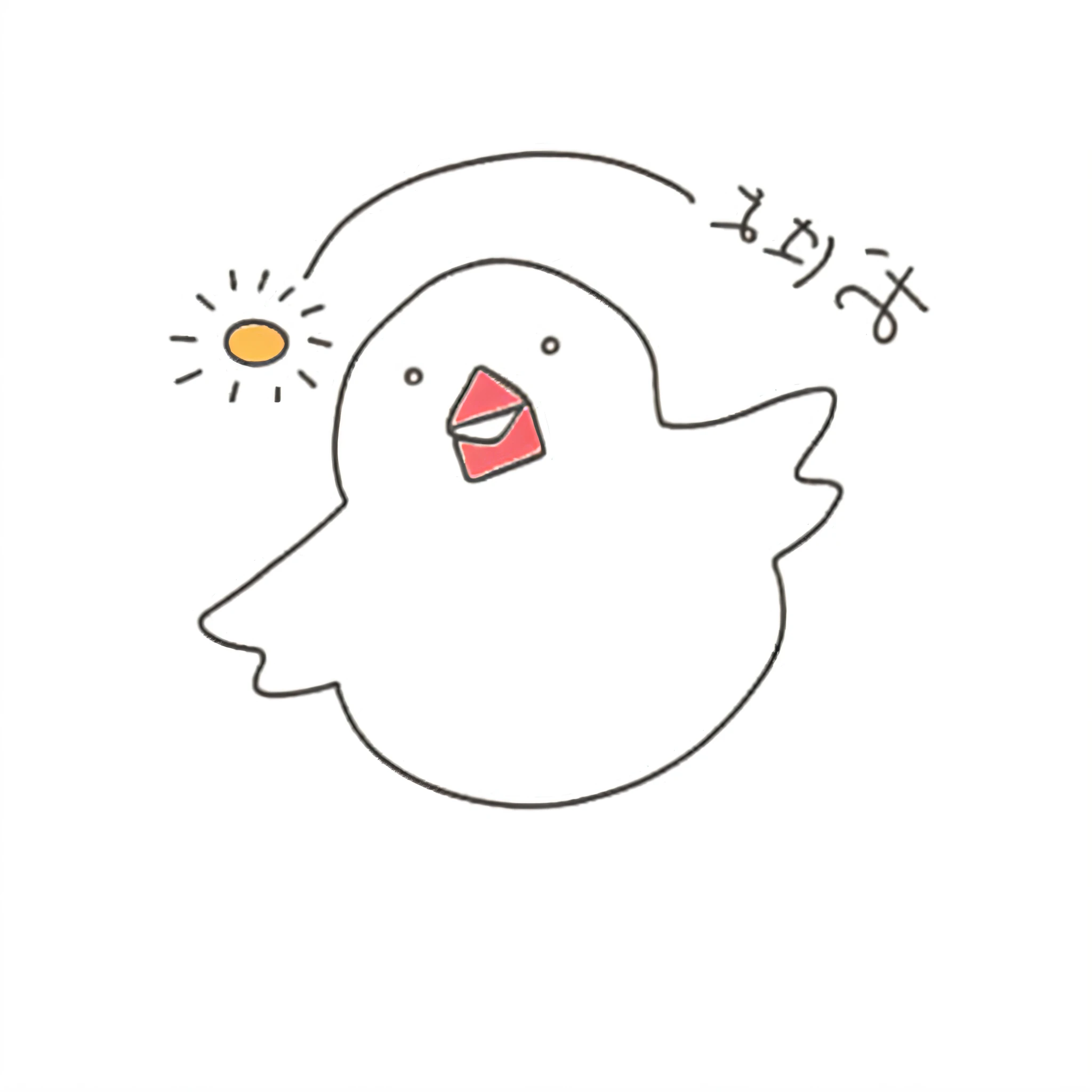 bun bird, bird, illustration, cute, stamp, red beak on white feathers, fluffy