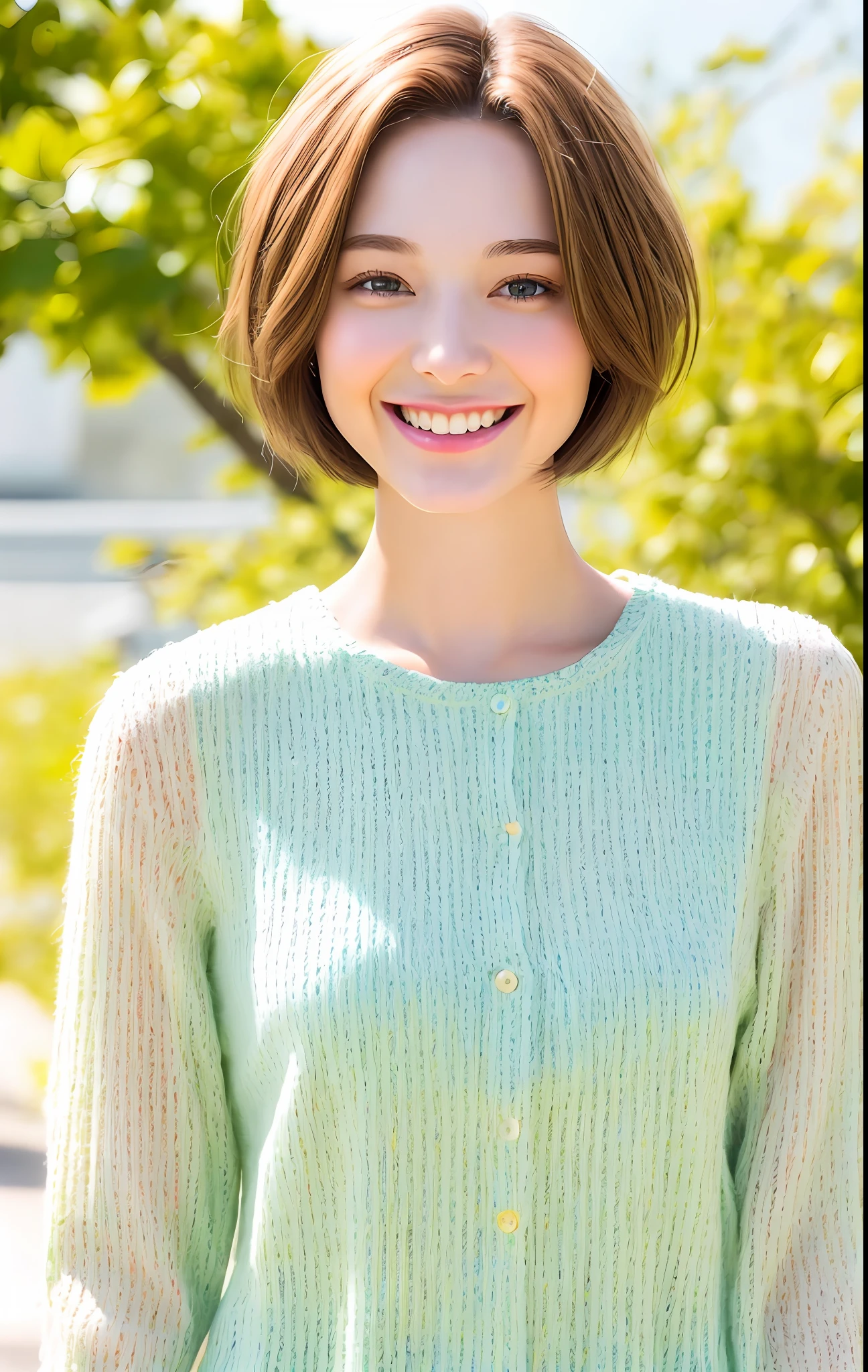 1 Girl, Solo, Upper Body, Short Hair,Realistic,8K,Best Quality,High Definition,Smile,