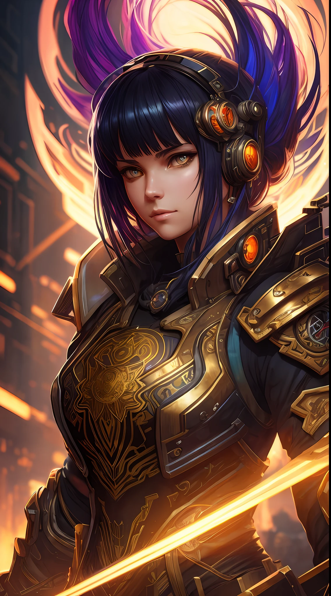 /imagine prompt:Insanely detailed photograph of a beautiful cyberpunk Nekomata catgirl, fringe and bangs multicolor hairstyle, intricate eyes, goggles, one face, cyber armor, hyperdetailed painting, 32k resolution concept art by Greg Rutkowski, Artgerm, WLOP, Alphonse Mucha dynamic lighting hyperdetailed intricately detailed Splash art trending on Artstation triadic colors Unreal Engine 5 volumetric lighting