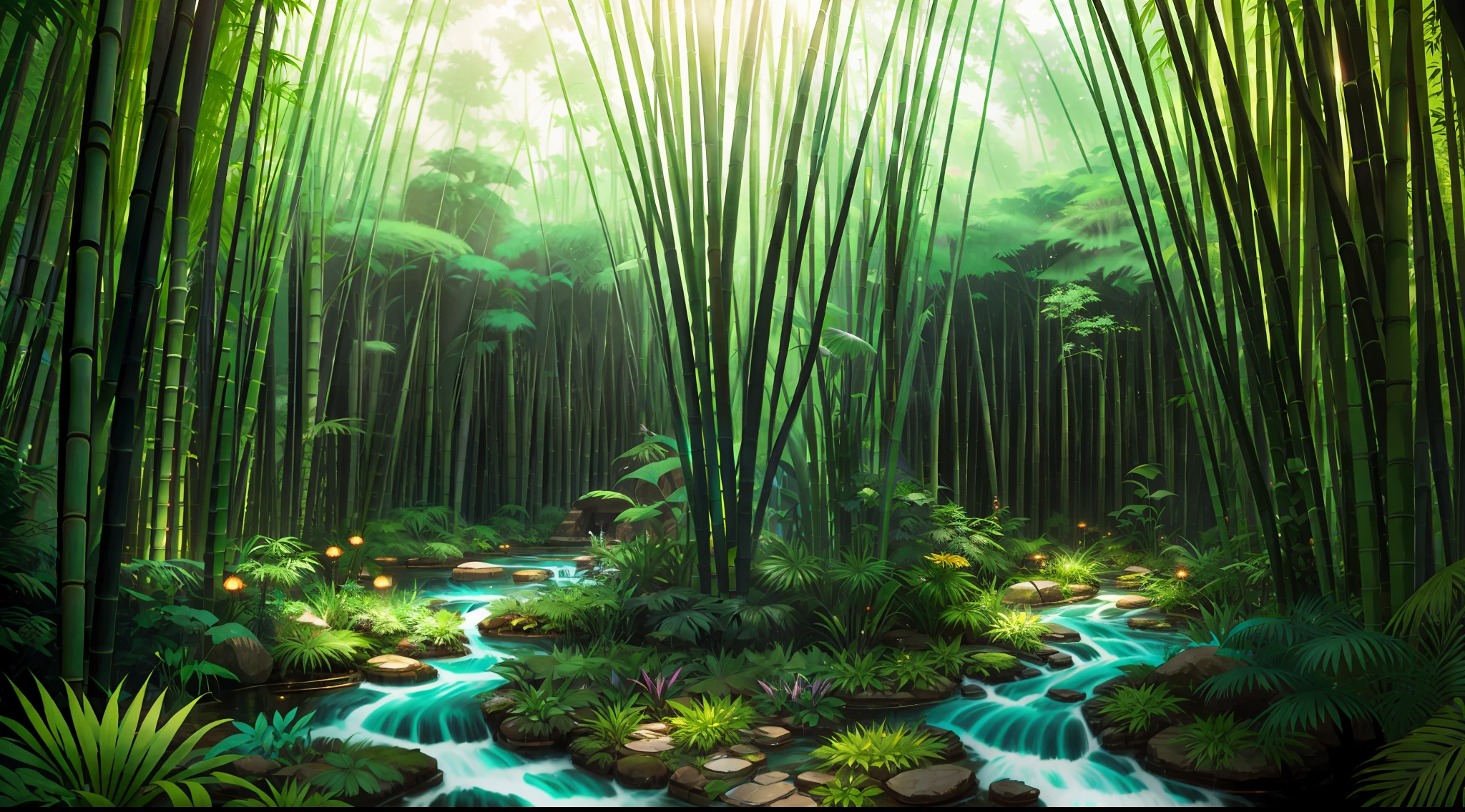 fantasy bamboo forest, a high-detailed, classical landscape within an interior, where a forest grows and a grass-covered river::1 meanders through the room, exiting through the doors to join a larger, real river, water splashing --ar 7:5 --q 5 --style raw a grand, neoclassical room filled with forest-like vegetation and a tranquil pond, where wildlife such as frogs and dragonflies thrive, in the style of forced perspective and carpetpunk --ar 7:5 --no couch --q 5 an aerial view of a spacious interior, where a small river carves its path through a room filled with dense, forest-like vegetation, and flows out the door to merge with a real river, all in the style of extravagant-inspired landscapes and carpetpunk --ar 7:5 --q 5 --style raw