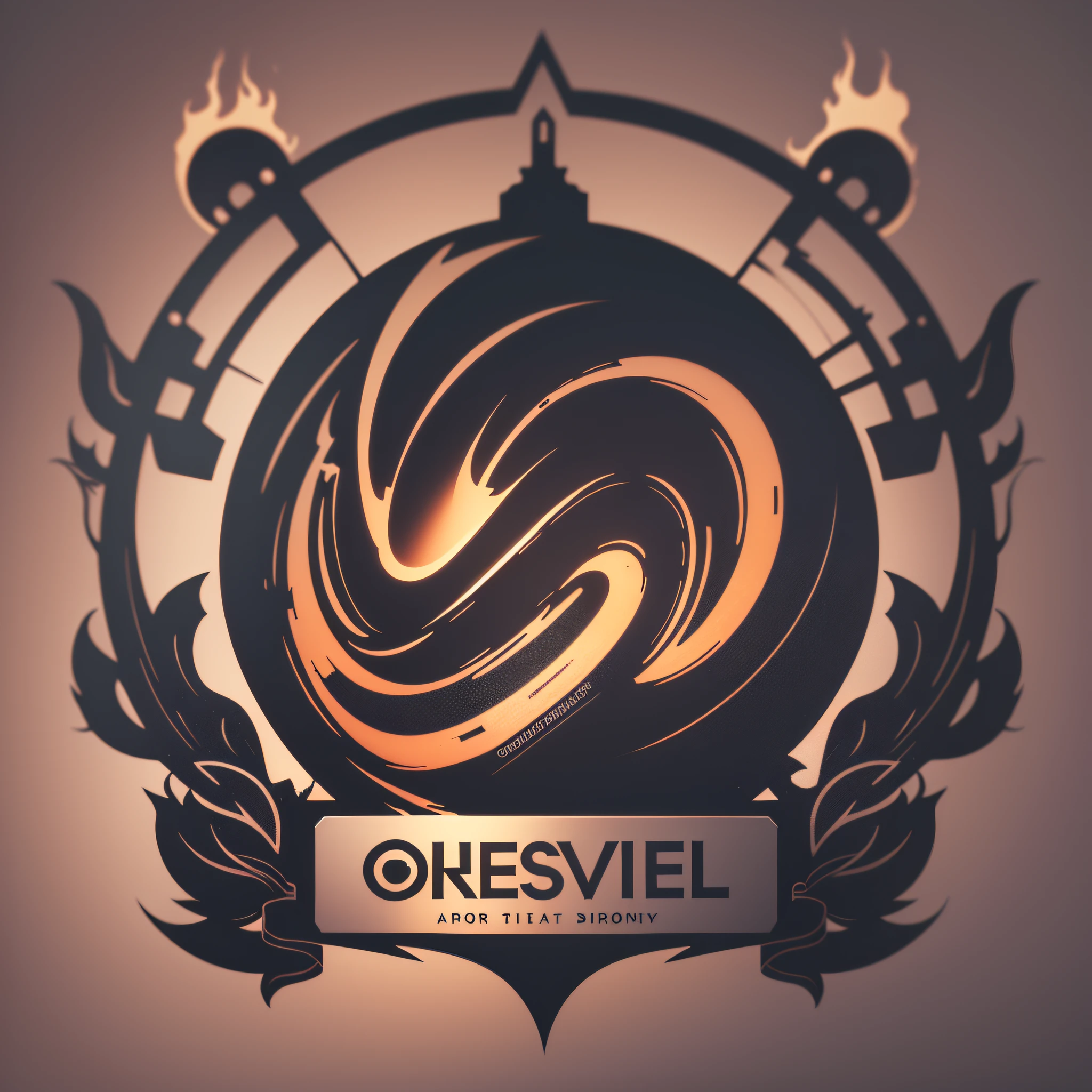 Logo , Discord Server logo, Dark Background, PS text, gradent background --auto --s2
