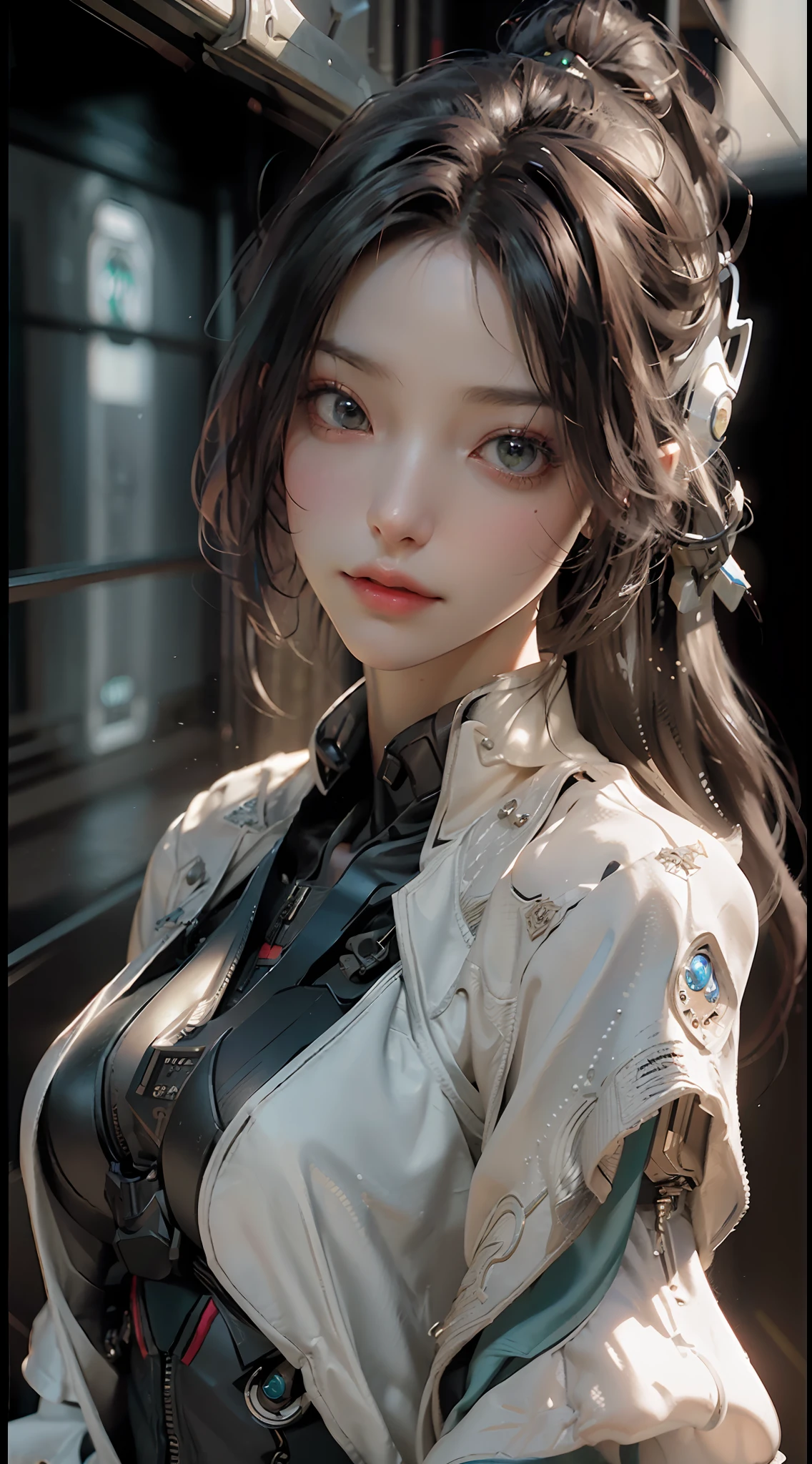 ((Best quality)), ((masterpiece)), (detailed:1.4), 3D, an image of a beautiful cyberpunk female,HDR (High Dynamic Range),Ray Tracing,NVIDIA RTX,Super-Resolution,Unreal 5,Subsurface scattering,PBR Texturing,Post-processing,Anisotropic Filtering,Depth-of-field,Maximum clarity and sharpness,Multi-layered textures,Albedo and Specular maps,Surface shading,Accurate simulation of light-material interaction,Perfect proportions,Octane Render,Two-tone lighting,Wide aperture,Low ISO,White balance,Rule of thirds,8K RAW,