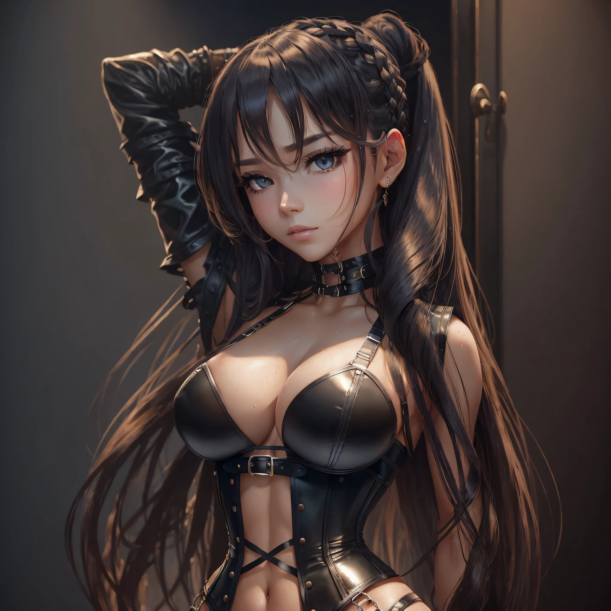 BDSM,slave,Rubber,Black Corset,Bondage,Collar,NSFW,((Best Quality, 8k, Masterpiece:1.3))), Crisp Focus: 1.2、(Layer Cut, Big:1.2),Beautiful Woman with Perfect Figure: 1.4、Slender Abs:1.2、Wet Body:1.5、Highly Detailed Face and Skin Texture、Detailed Eyes、Double Eyelids,Long Hair --auto --s2
