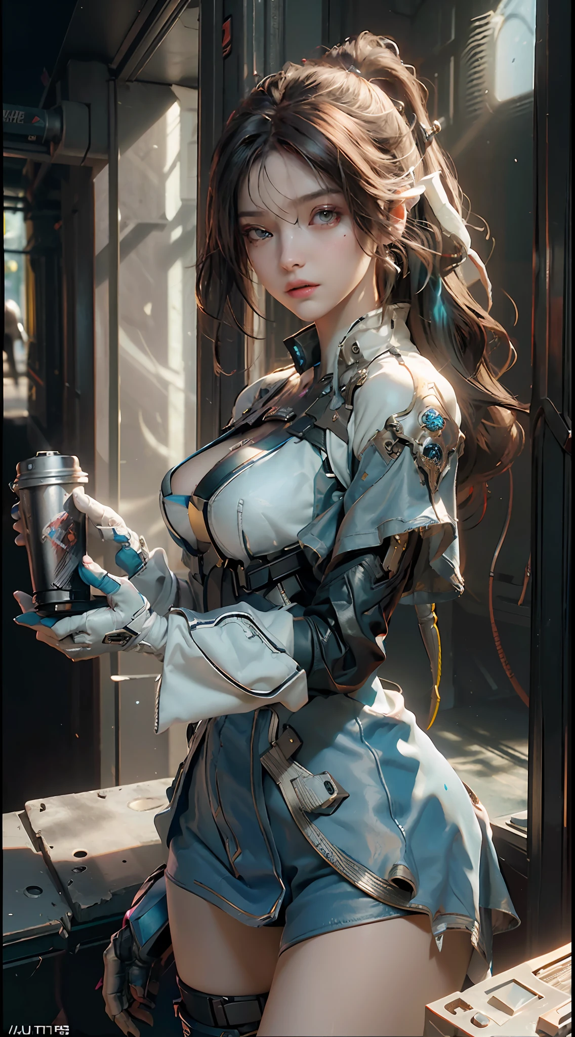 ((Best quality)), ((masterpiece)), (detailed:1.4), 3D, an image of a beautiful cyberpunk female,HDR (High Dynamic Range),Ray Tracing,NVIDIA RTX,Super-Resolution,Unreal 5,Subsurface scattering,PBR Texturing,Post-processing,Anisotropic Filtering,Depth-of-field,Maximum clarity and sharpness,Multi-layered textures,Albedo and Specular maps,Surface shading,Accurate simulation of light-material interaction,Perfect proportions,Octane Render,Two-tone lighting,Wide aperture,Low ISO,White balance,Rule of thirds,8K RAW,