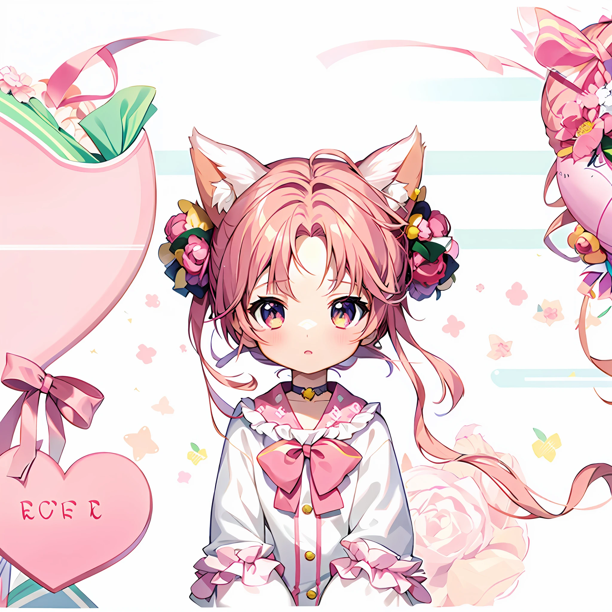 anime girl with pink hair and a bow and a pink heart, cute anime catgirl, soft anime illustration, anime girl with cat ears, splash art anime , lolite art style, kawaii realistic portrait, very beautiful anime cat girl, cute detailed digital art, cute anime, beautiful anime catgirl, portrait of magical girl, cute anime style