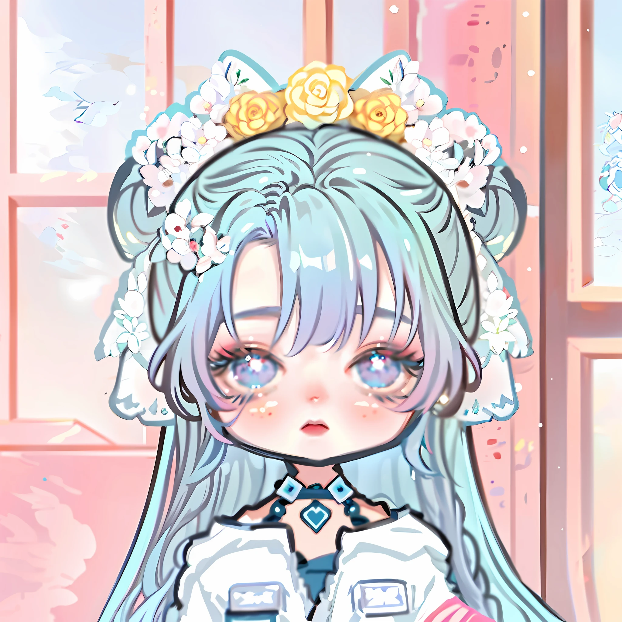 anime girl with blue hair and a white dress holding a pink rose, my dress up darling anime, mikudayo, inspired gacha club game, kawaii realistic portrait, cute anime style, hololive, 8k!!, cute art style, style of magical girl, ((wearing aristocrat robe)), anime moe artstyle, anime girl with teal hair
