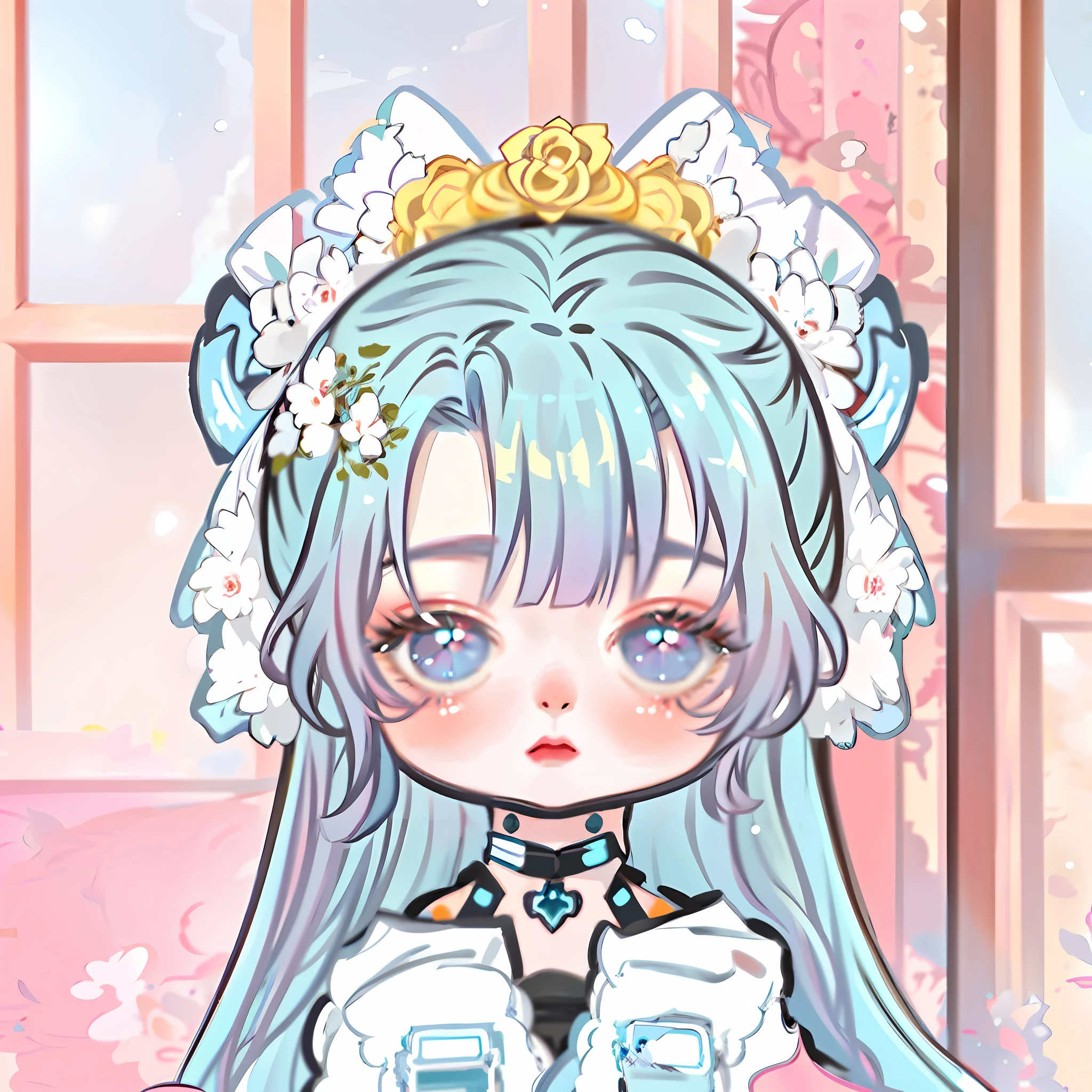 anime girl with blue hair and a white dress holding a pink rose, my dress up darling anime, mikudayo, inspired gacha club game, kawaii realistic portrait, cute anime style, hololive, 8k!!, cute art style, style of magical girl, ((wearing aristocrat robe)), anime moe artstyle, anime girl with teal hair