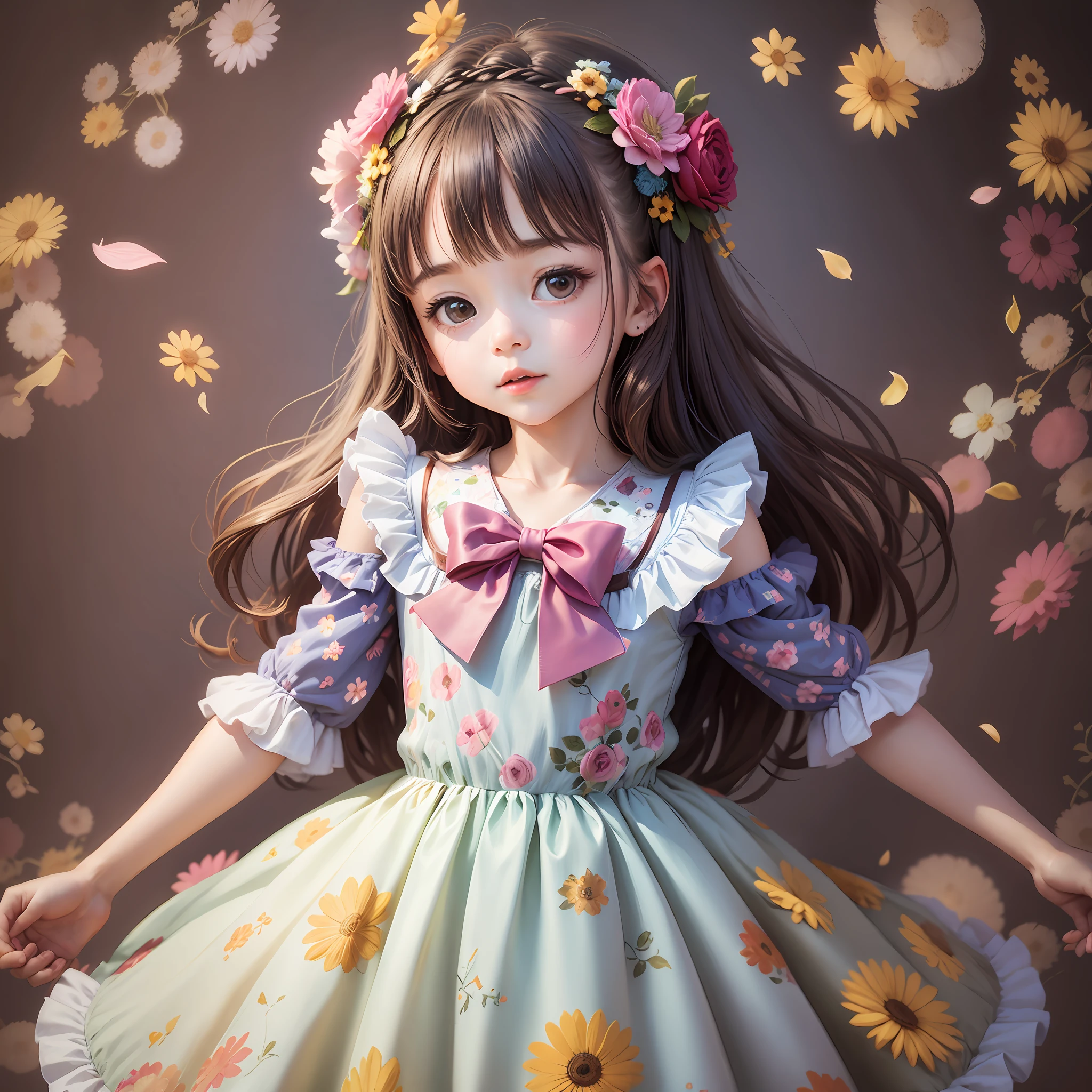 in floral dress holding, letter ABC dancing --auto --s2