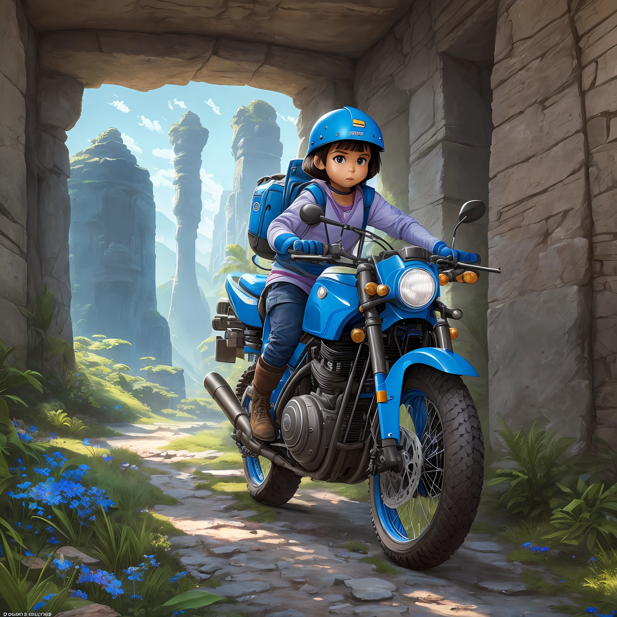 Dora the adventurer in a blue R3 --auto --s2