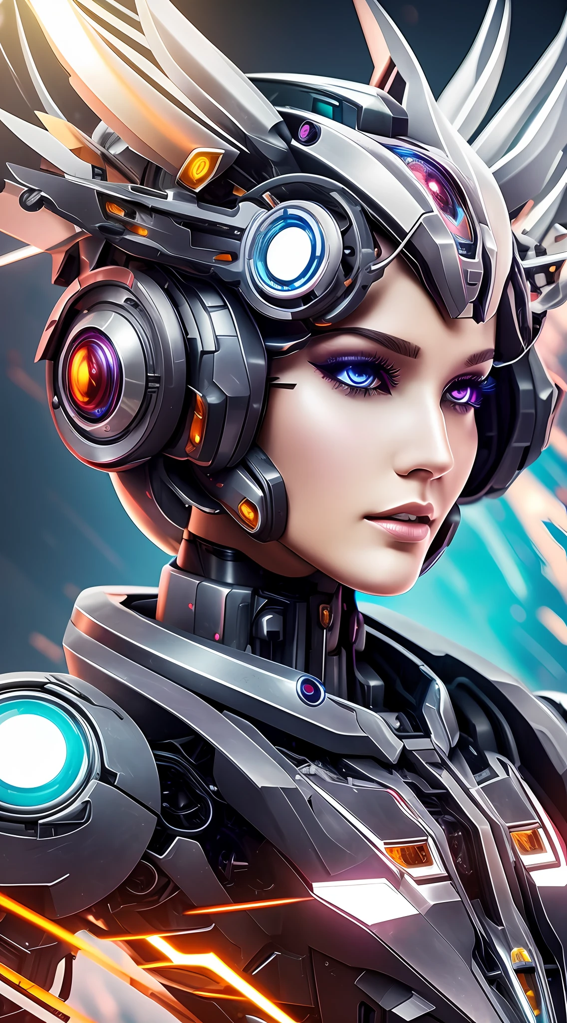 beauty, futuristic mech, robot background, serious, surreal, ultra hd, ultra hd, ultra hd --auto --s2