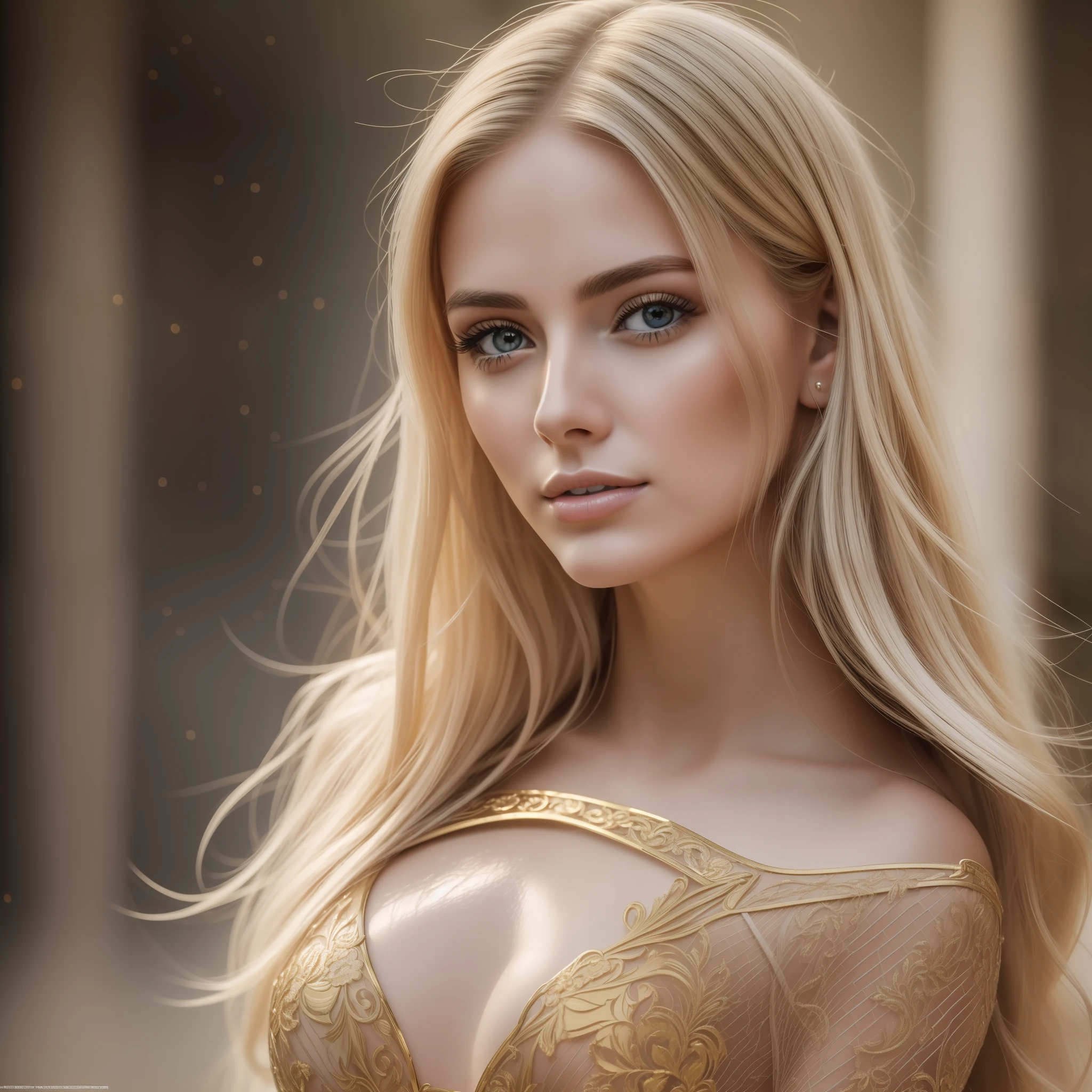 25 year old European girl photo, RAW, beautiful woman, (golden hair), ((portrait)), ((detailed face:1.2)), ((detailed facial features)), (fine skin), pale skin, very detailed and deep cleavage body fit matte suit, megacity environment, (cold colors), damp, wet, reflection, (masterpiece)(perfect proportions)(realistic photo)(top quality)(detailed), Canon EOS R5, 50mm lens, shot at f/2.8, HDR, (8k) (wallpaper) (film lighting) (dramatic lighting) (sharp focus) (complex) Fashion --auto --s2