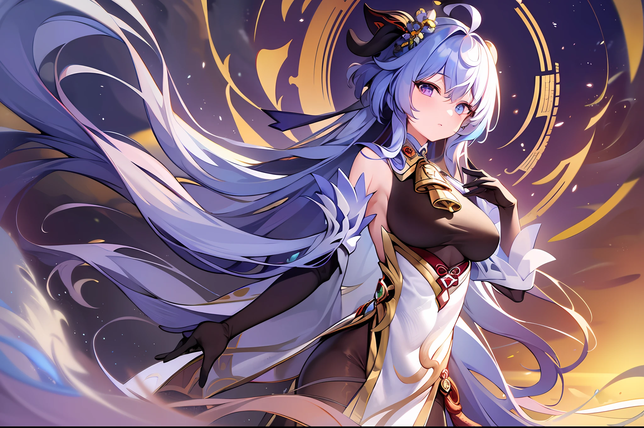 ((master piece)), (extremely detailed CG unity 8k wallpaper),best quality, illustration, beautiful detailed eyes, beautiful detailed hair, very_long_hair, 1girl, ganyu, upbody, sea,