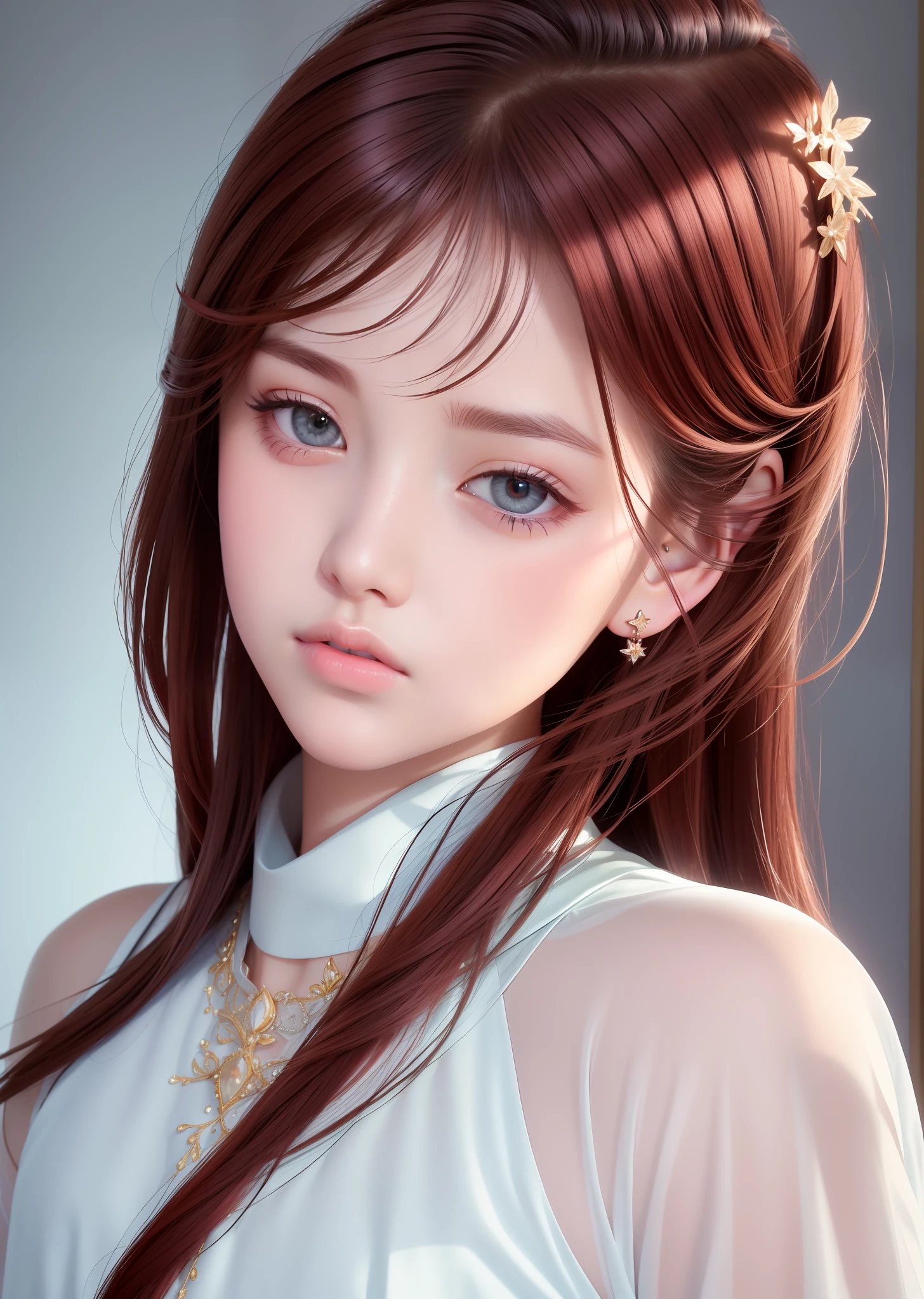 (masterpiece, side lighting, finely detailed beautiful eyes: 1.2), realistic, glossy skin, shiny skin, facial light, bright face, (1 ager),
facial light, bright face, glossy skin, shiny skin, (full body), red hair
